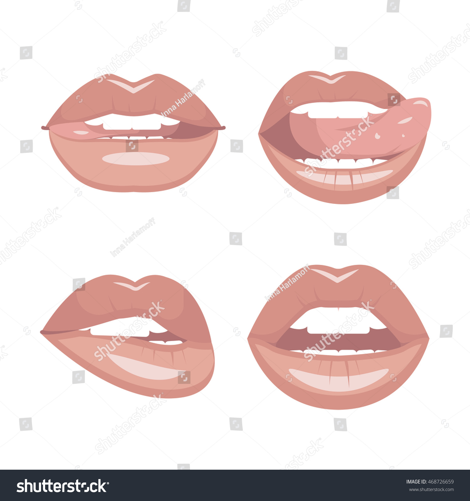 Set Of Vector Lips. Various Types Of Woman Lips. Seductive Smiles ...