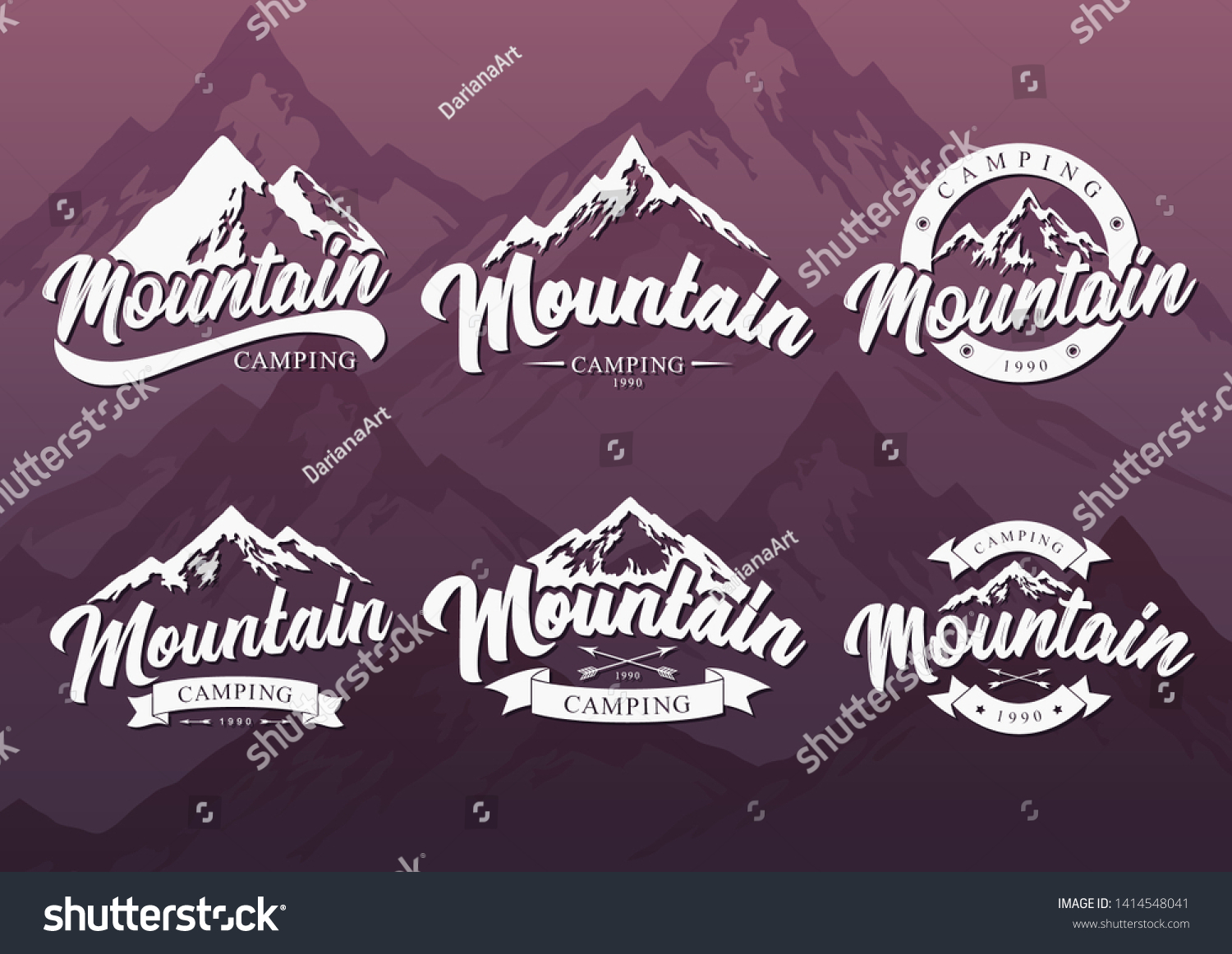 Set Vector Mountain Camping Logo Lettering Stock Vector (Royalty Free ...