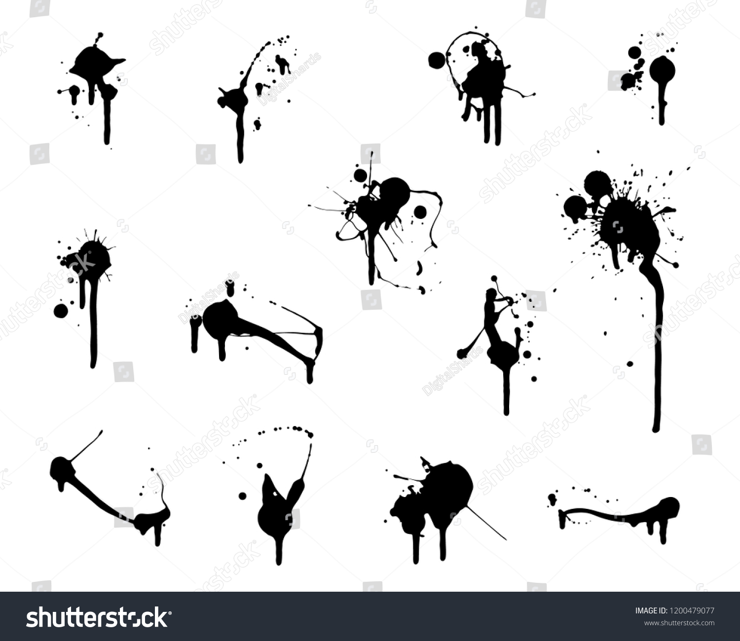 Set Vector Paint Splatters Stock Vector (Royalty Free) 1200479077 ...