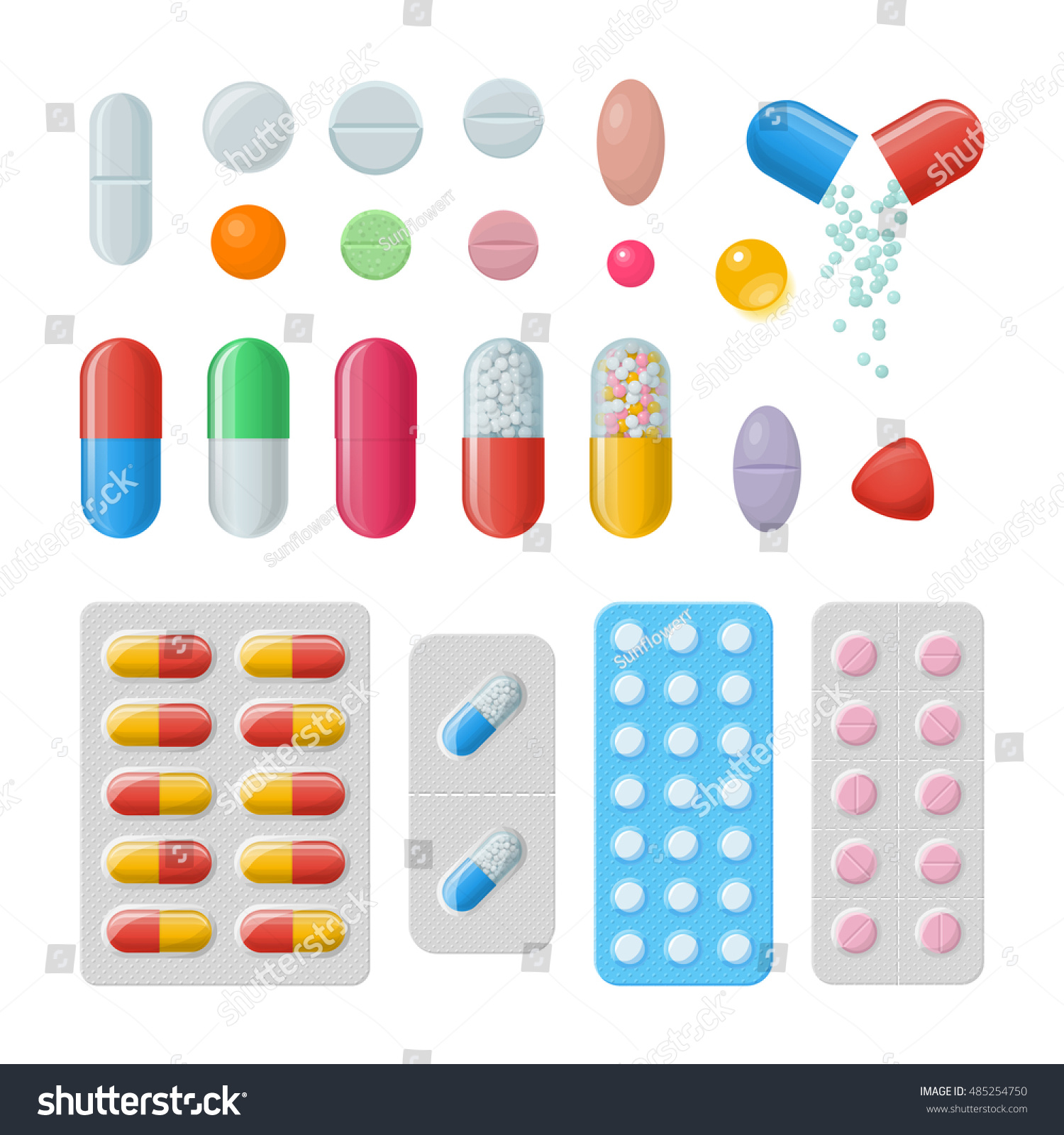 Set Vector Pills Capsules Icons Medicament Stock Vector Set Vector Pills Capsules Icons Medicament Stock Vector