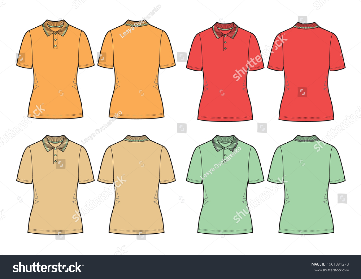 Set Vector Polo Shirt Womens Shirt Stock Vector (Royalty Free ...