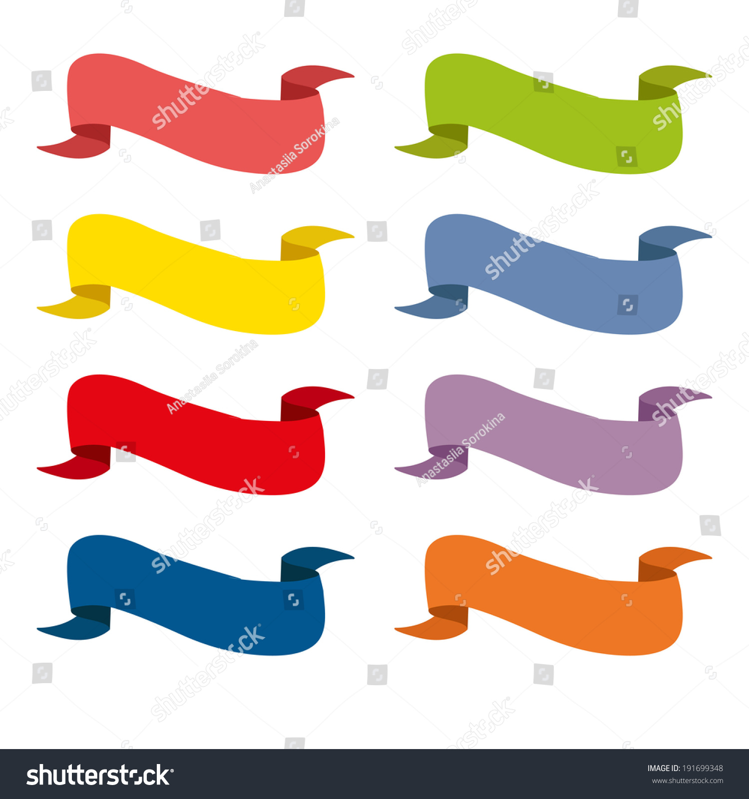 Set Vector Ribbons On White Background Stock Vector 191699348 ...