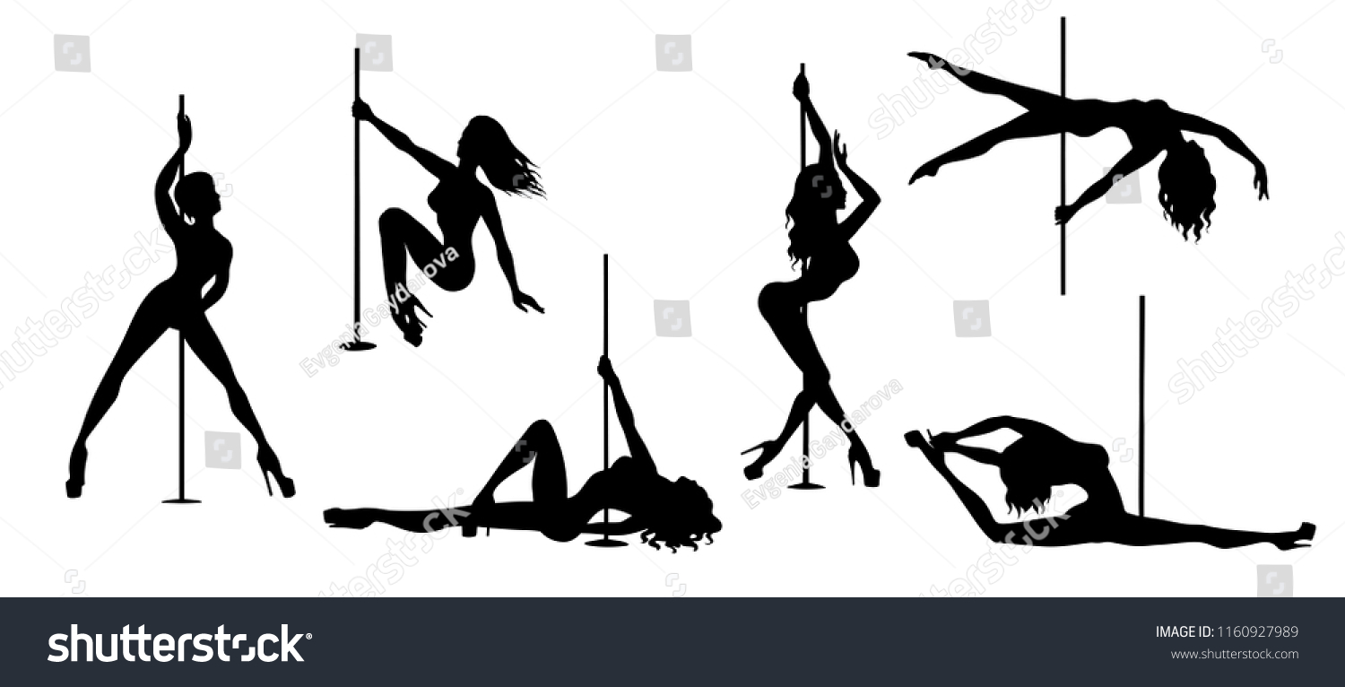 白い背景に女の子とポールのベクター画像シルエット フィットネス ストリプテーズダンサー エキゾチックなダンスに適したポールダンスイラスト ロゴ バッジ アイコン ロゴ バナー タグのイラストeps10 のベクター画像素材 ロイヤリティフリー