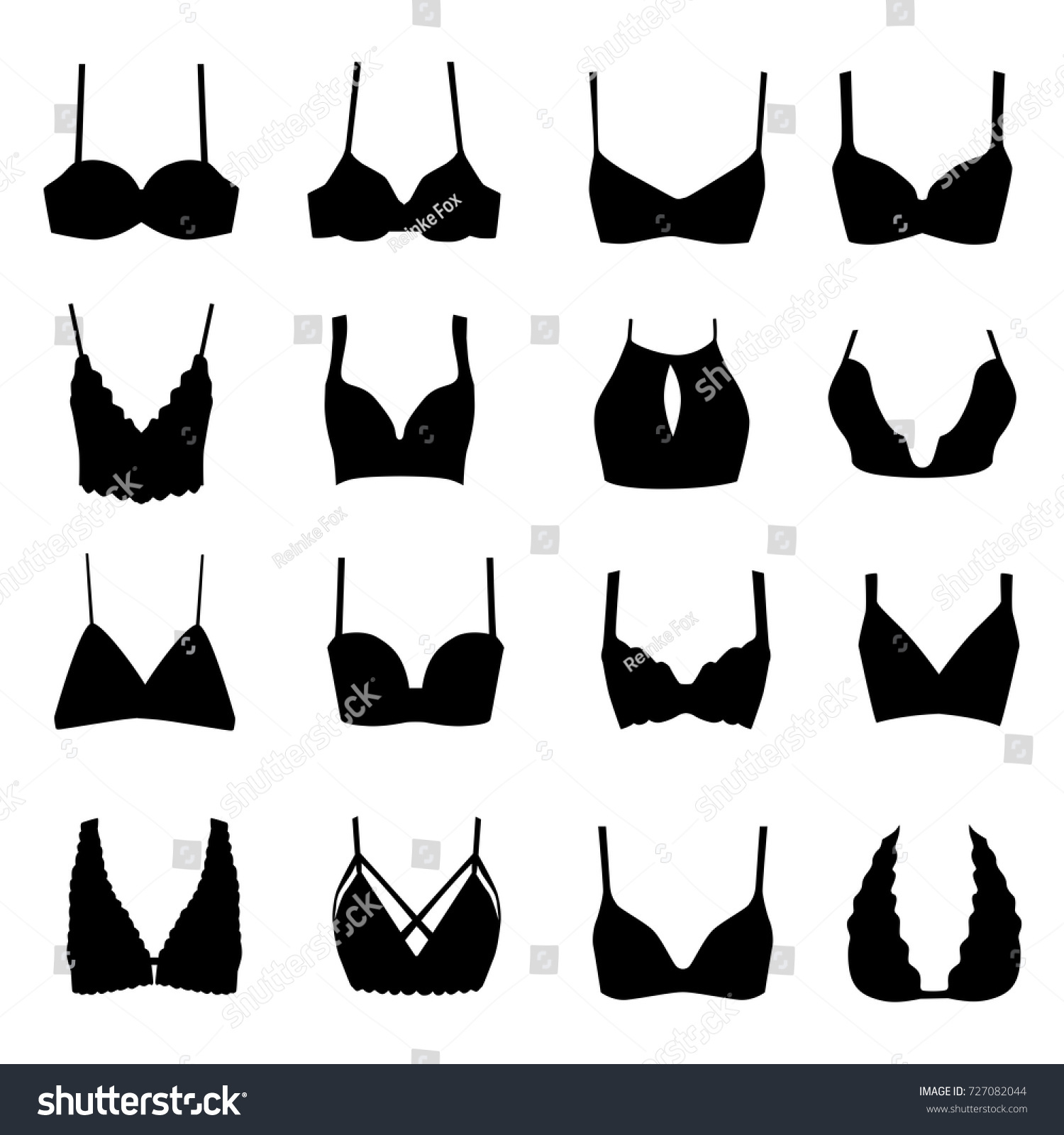 Set Vector Silhouettes Female Bras Different Stock Vector (Royalty Free ...