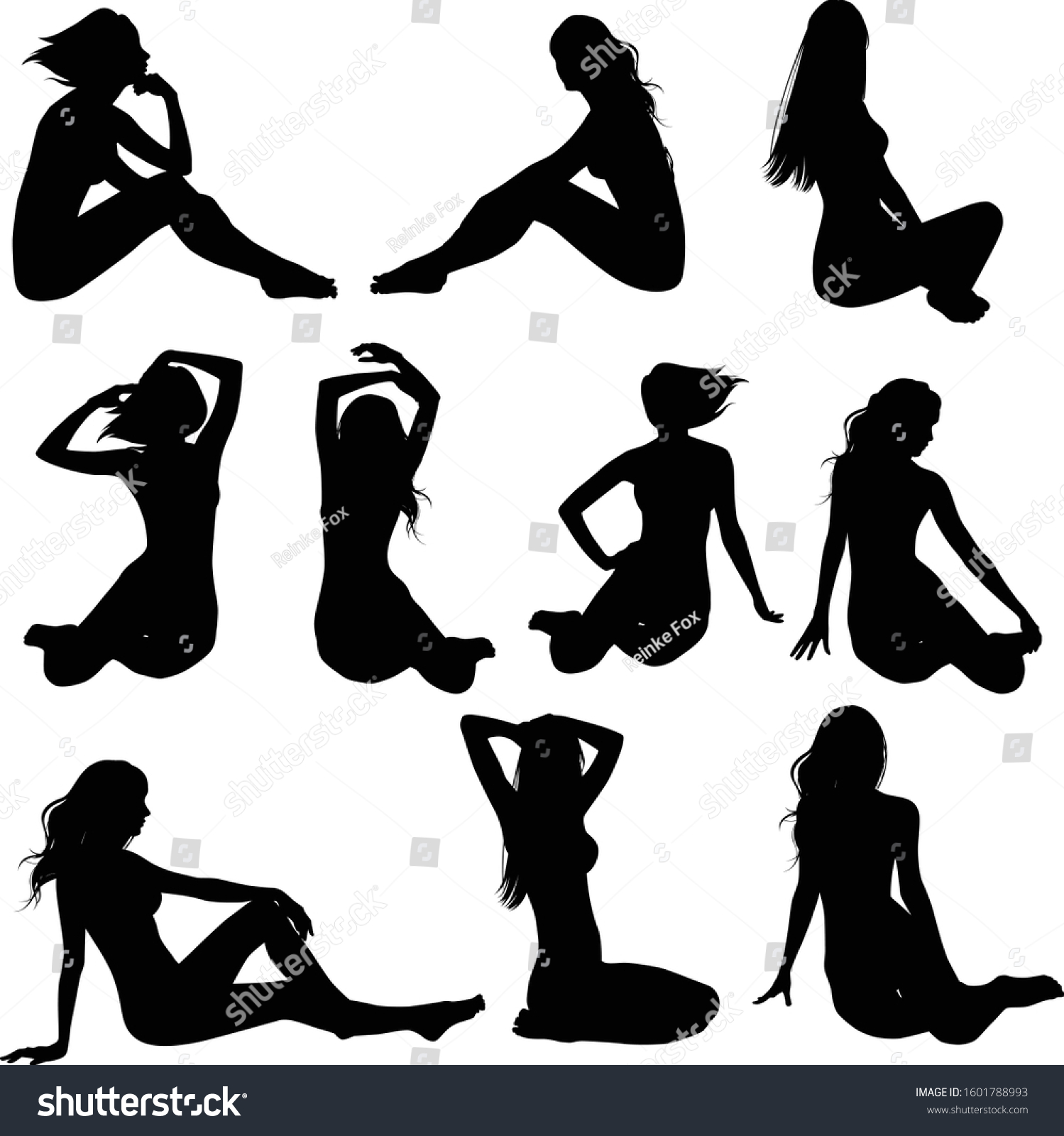 Set Vector Silhouettes Slim Beautiful Girls Stock Vector Royalty Free 1601788993 Shutterstock 