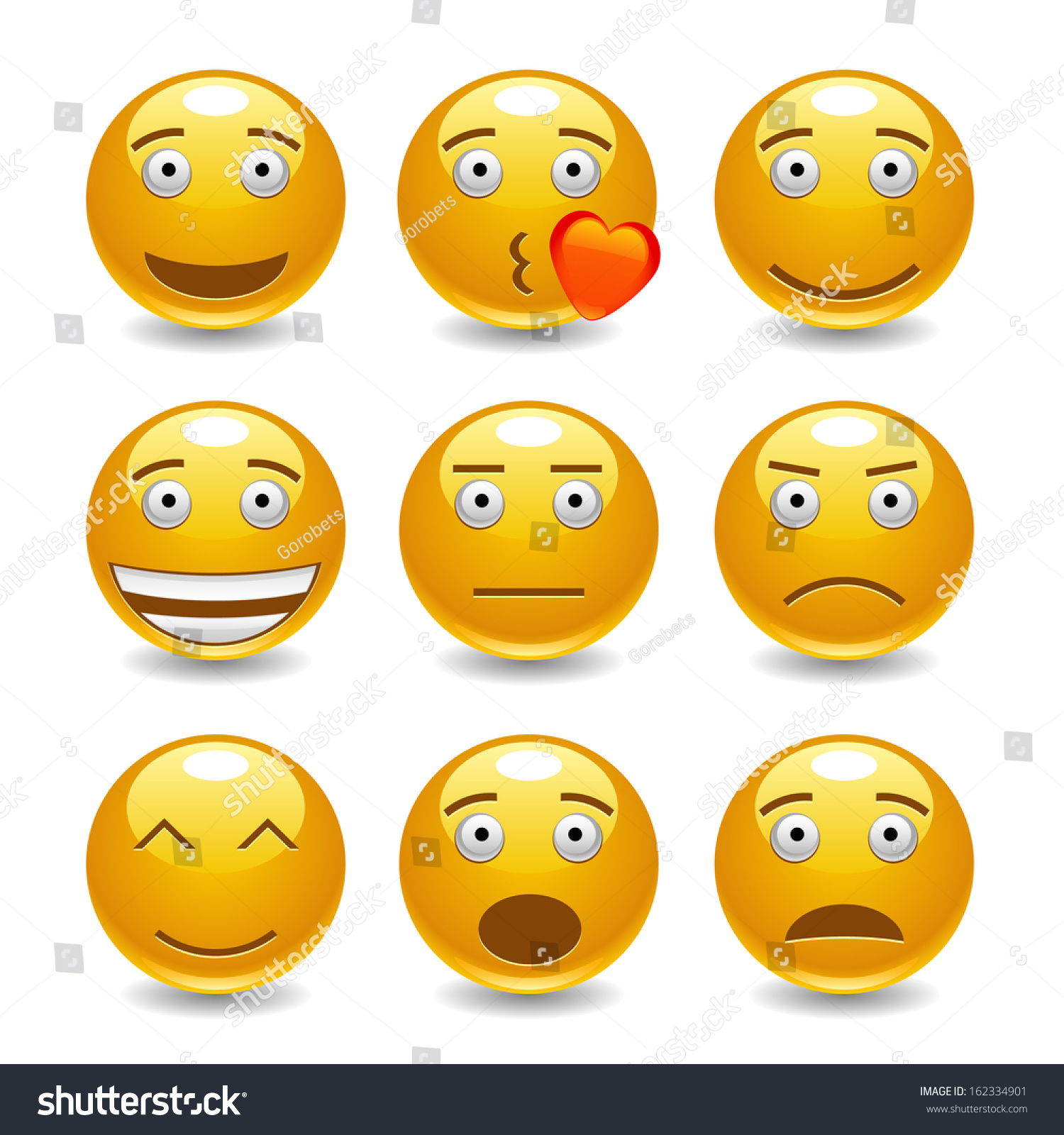 Set Of Vector Smiles Isolated On White - 162334901 : Shutterstock