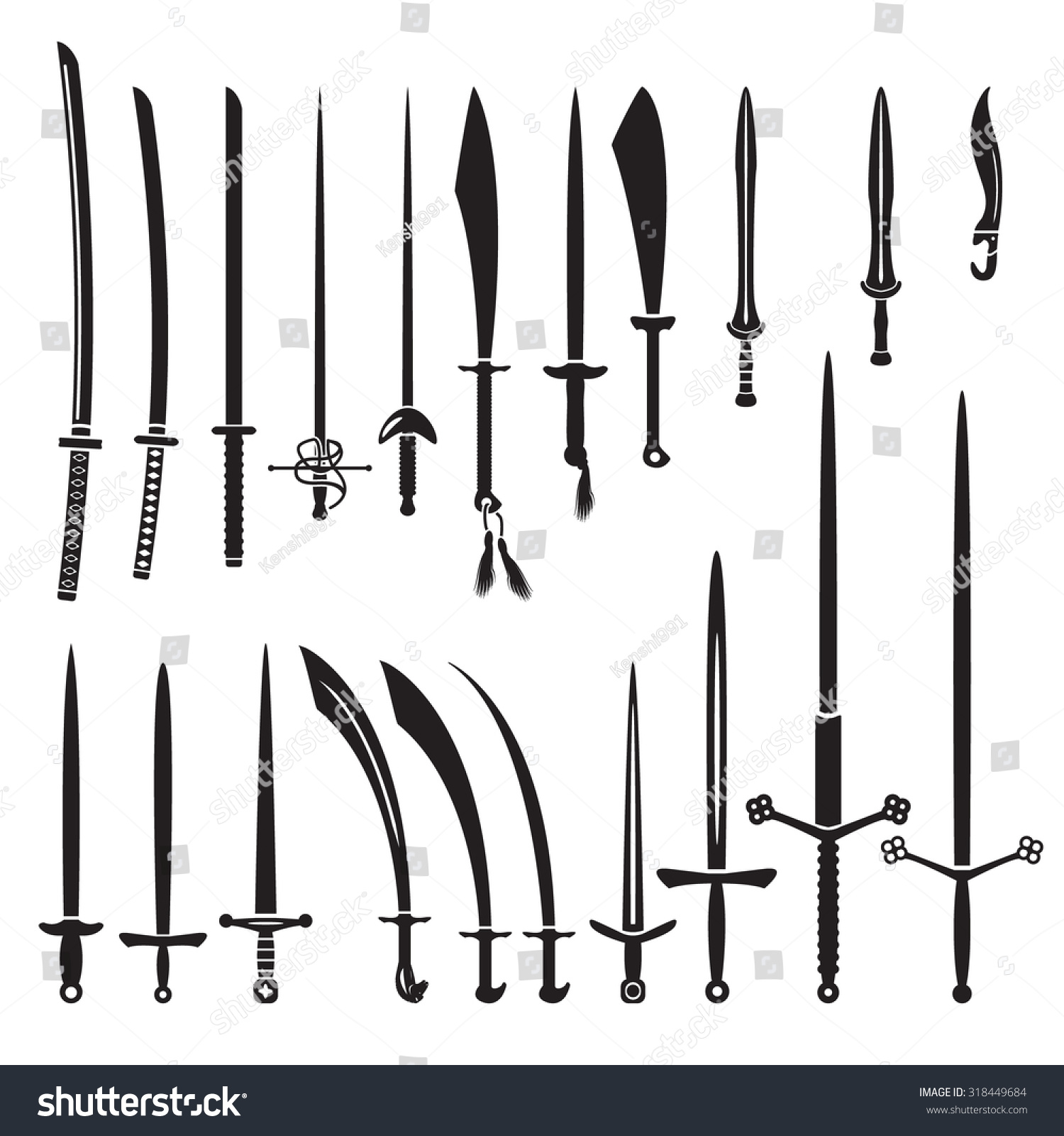 Set Of Vector Swords - 318449684 : Shutterstock