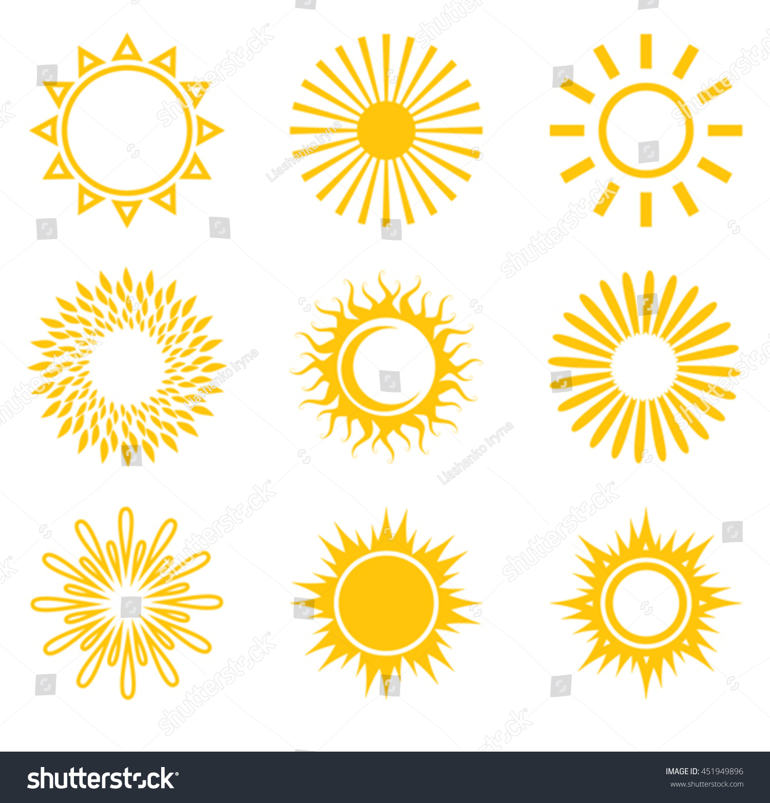 Set Vector Symbols Suns Stock Vector 451949896 - Shutterstock