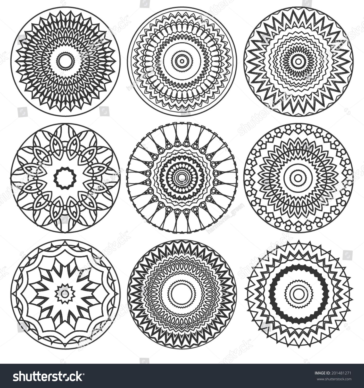 SVG of set of vector tribal circle ornaments svg