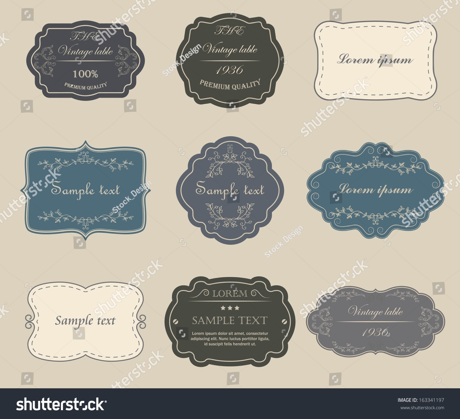 Set Vector Vintage Labels Stock Vector (Royalty Free) 163341197 ...