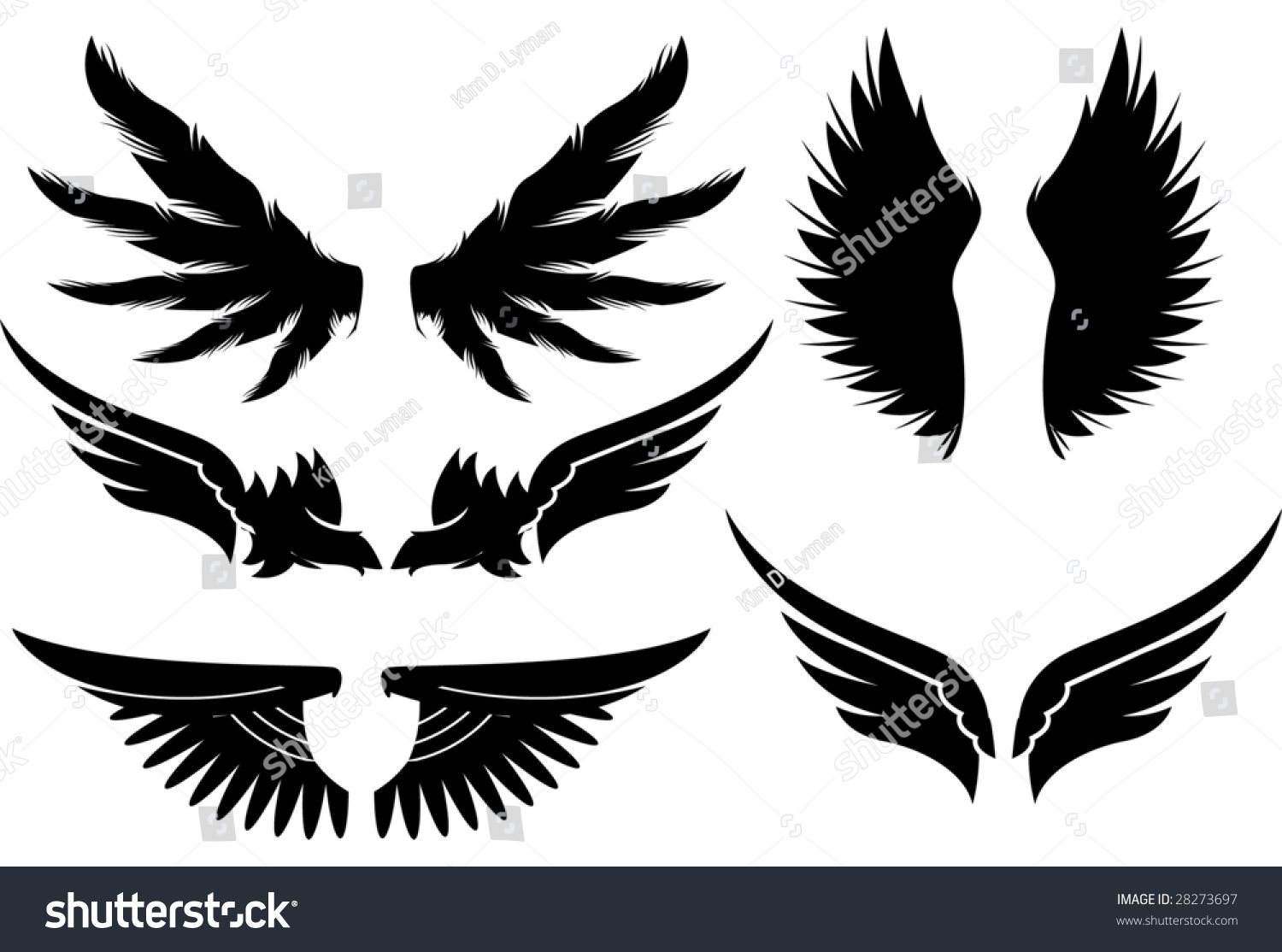 Set Vector Wings Design Elements Stock Vector 28273697 - Shutterstock