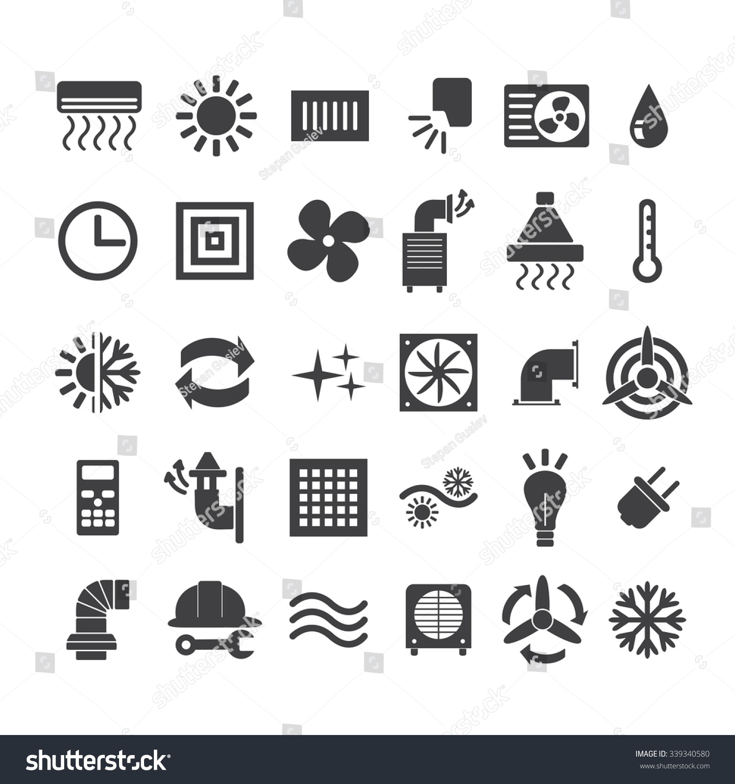 Set Ventilation Conditioning System Icon Line Stock Vector 339340580 ...