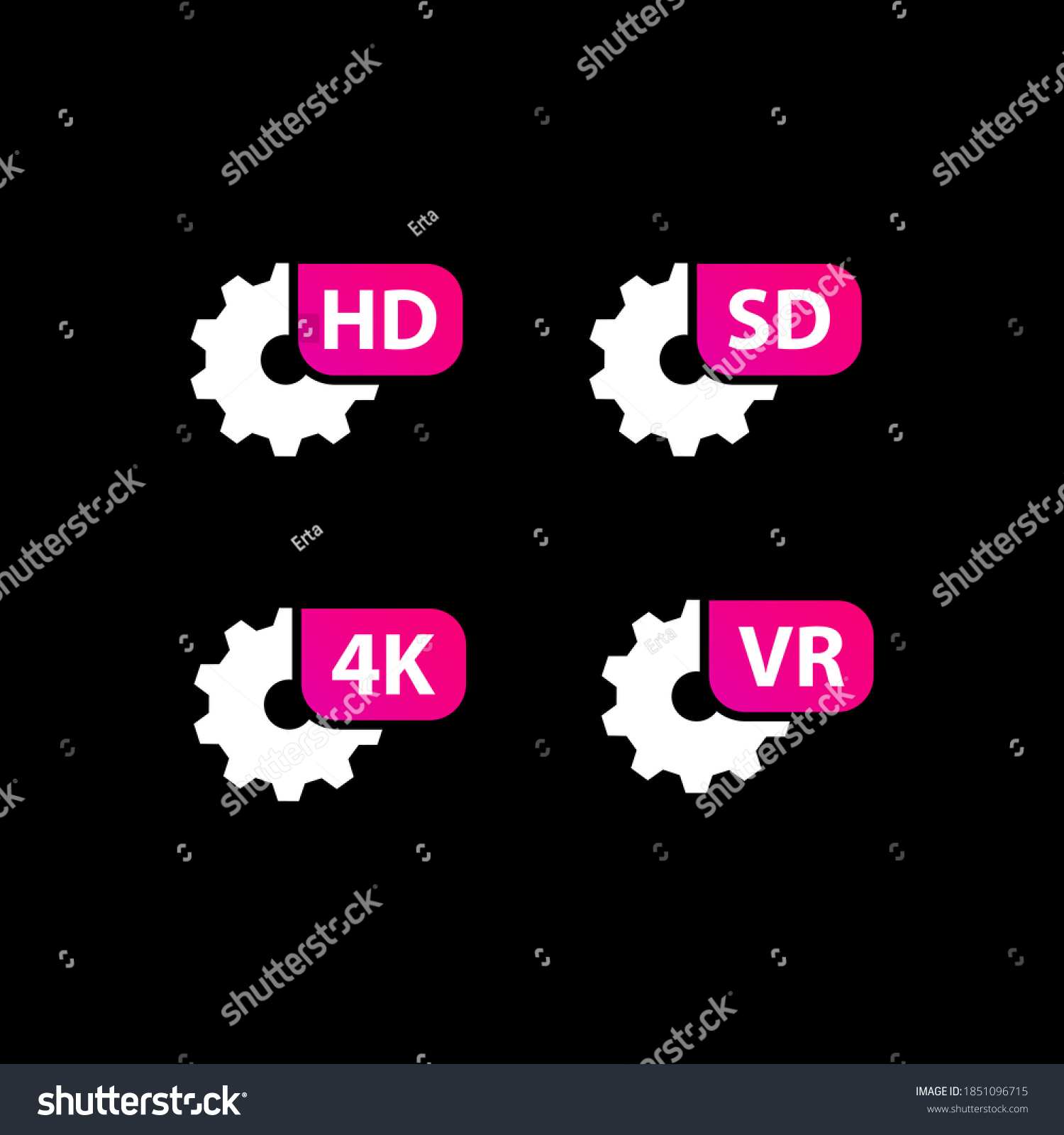 Set Video Player Quality Settings Icon Stock Vector (Royalty Free
