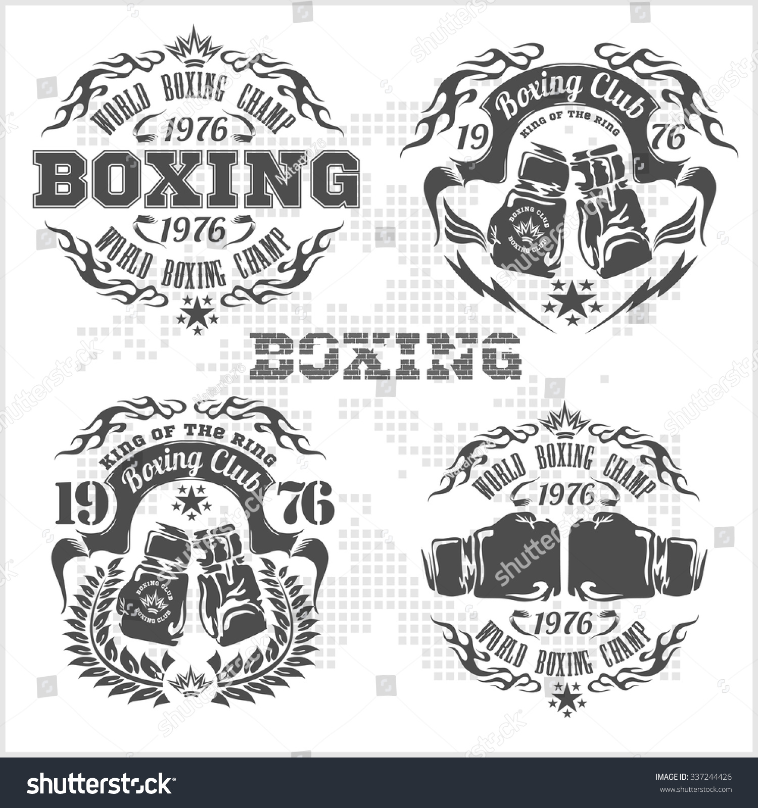 Set Of Vintage Boxing Emblems, Labels, Badges, Logos And Designed ...