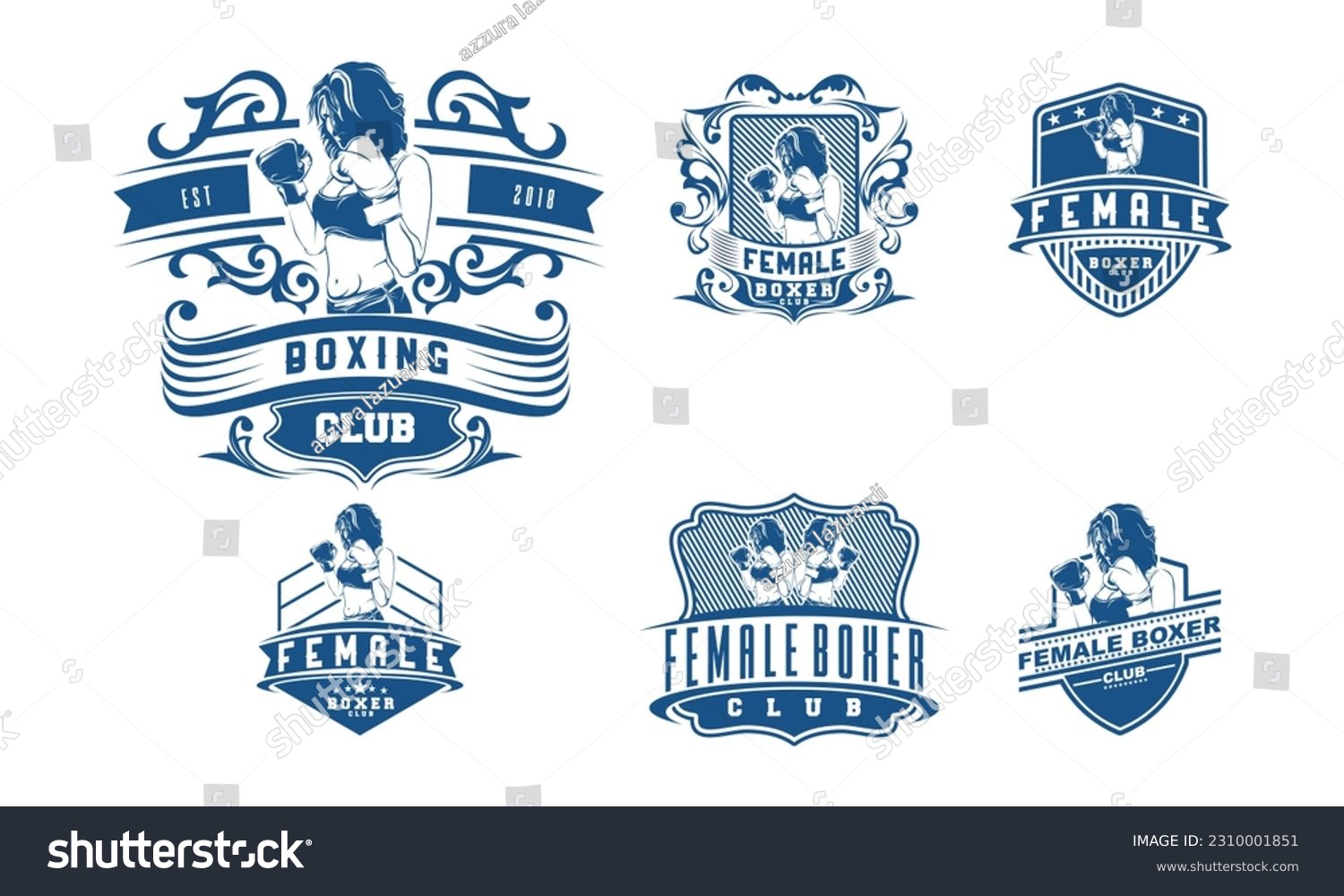 SVG of Set of vintage boxing emblems, labels, badges, logos and designed elements. Monochrome style svg