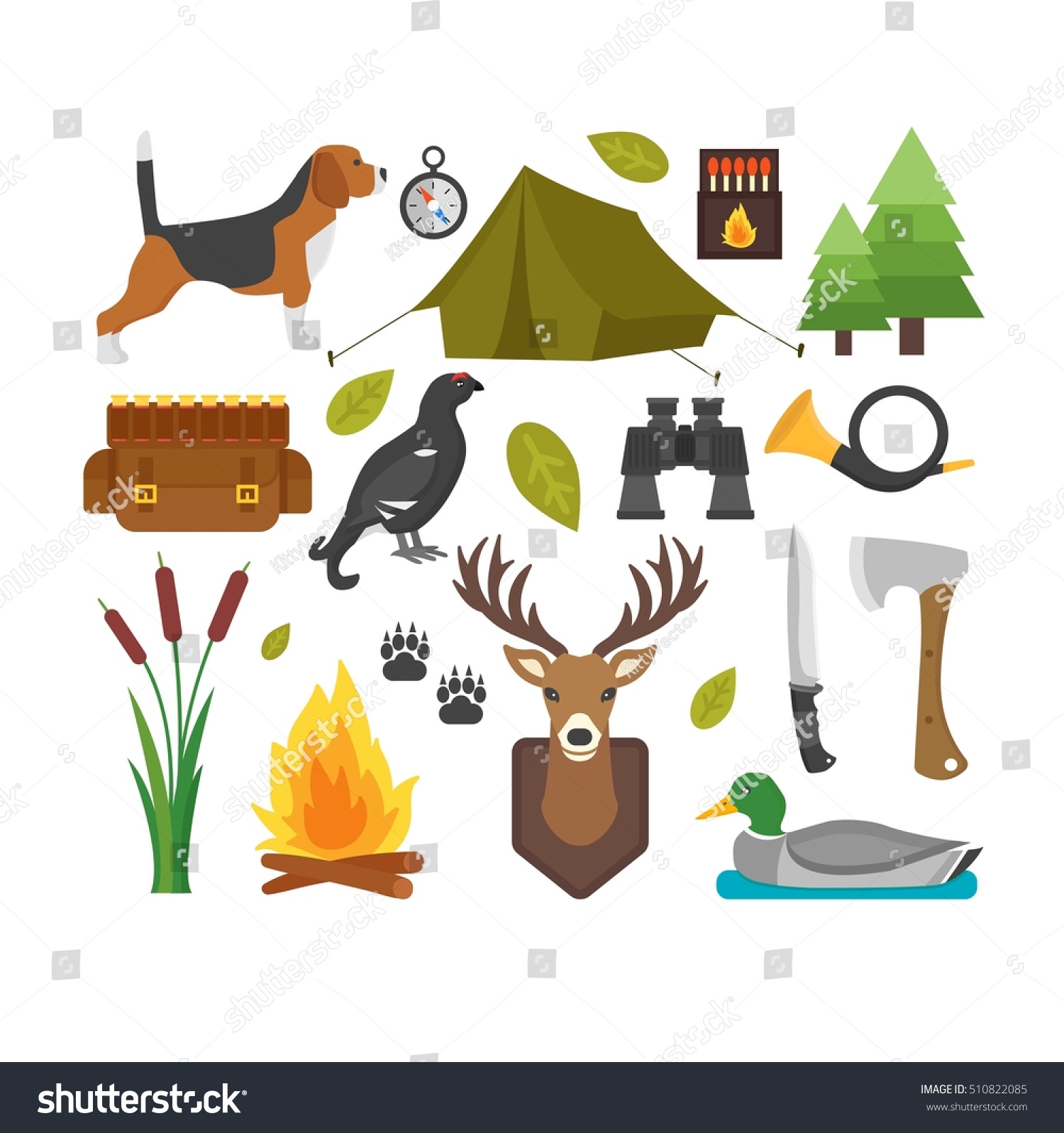 Set Vintage Hunting Symbols Stock Vector 510822085 - Shutterstock