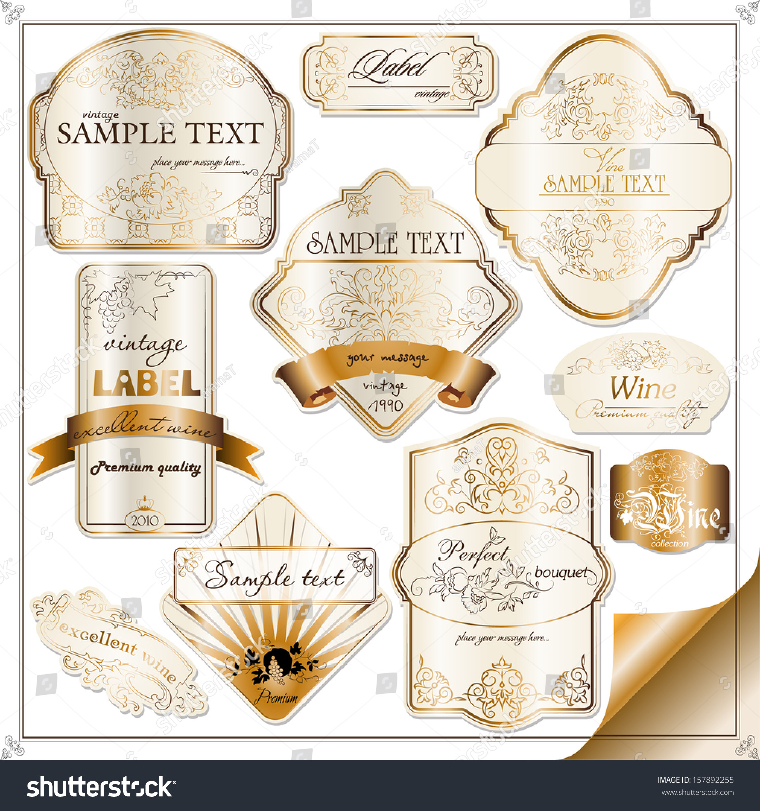 Set Vintage Labels Wine Grapes Stock Vector (Royalty Free) 157892255