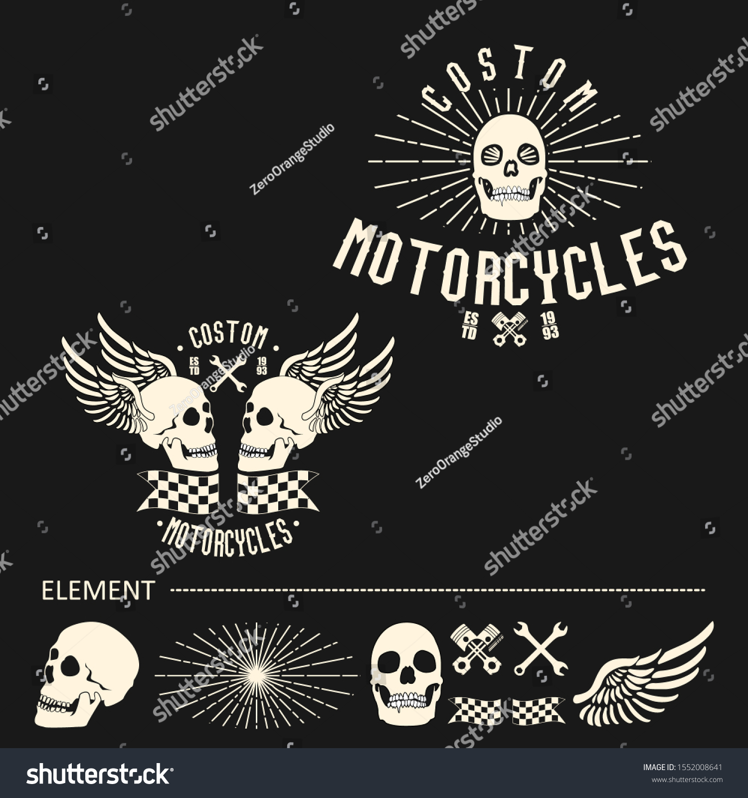 Set Vintage Motorcycle Club Labels Bikers Stock Vector (Royalty Free ...