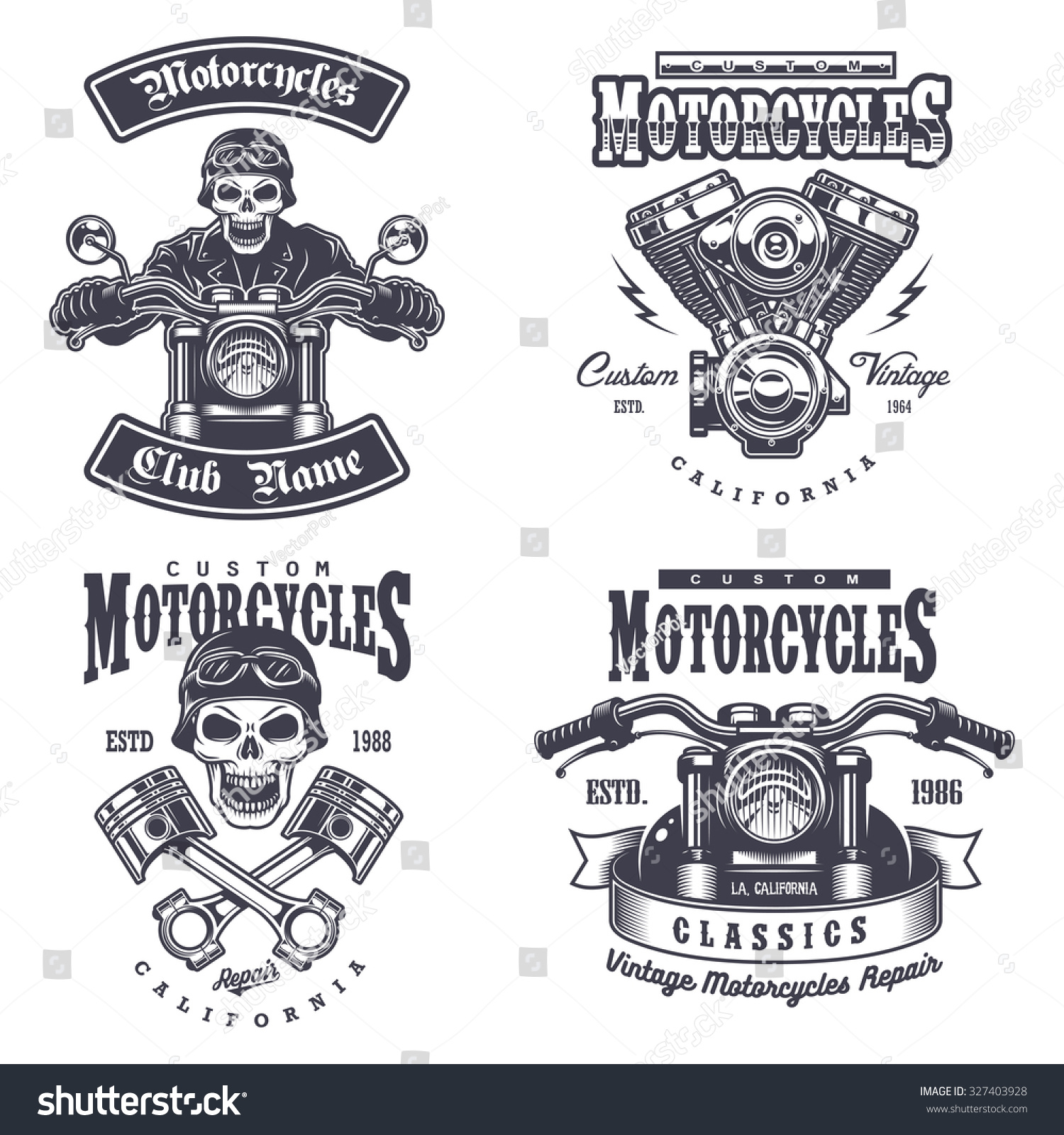 Set Of Vintage Motorcycle Emblems, Labels, Badges, Logos And Design ...