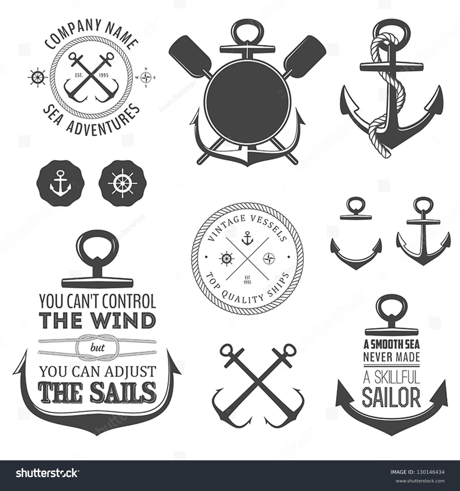 SVG of Set of vintage nautical labels, icons and design elements svg