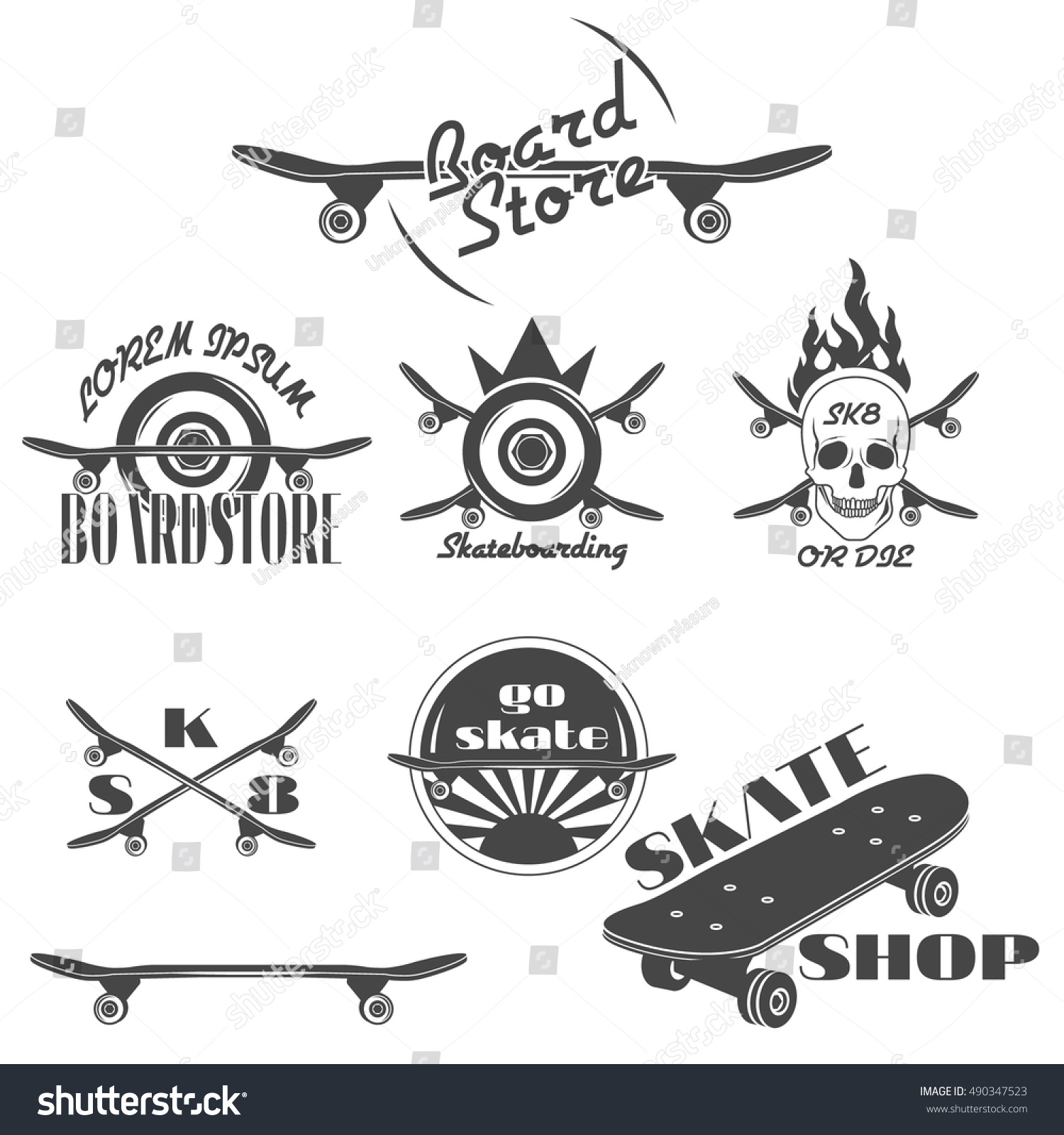 Set Vintage Old School Skateboarding Labels Stock Vector (Royalty Free ...