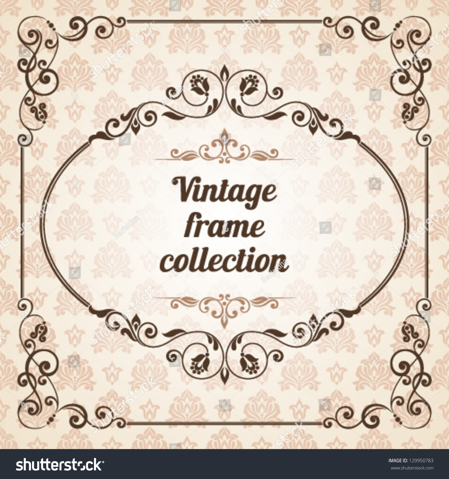 Set Of Vintage Ornate Frames With Floral Elements For Invitation ...