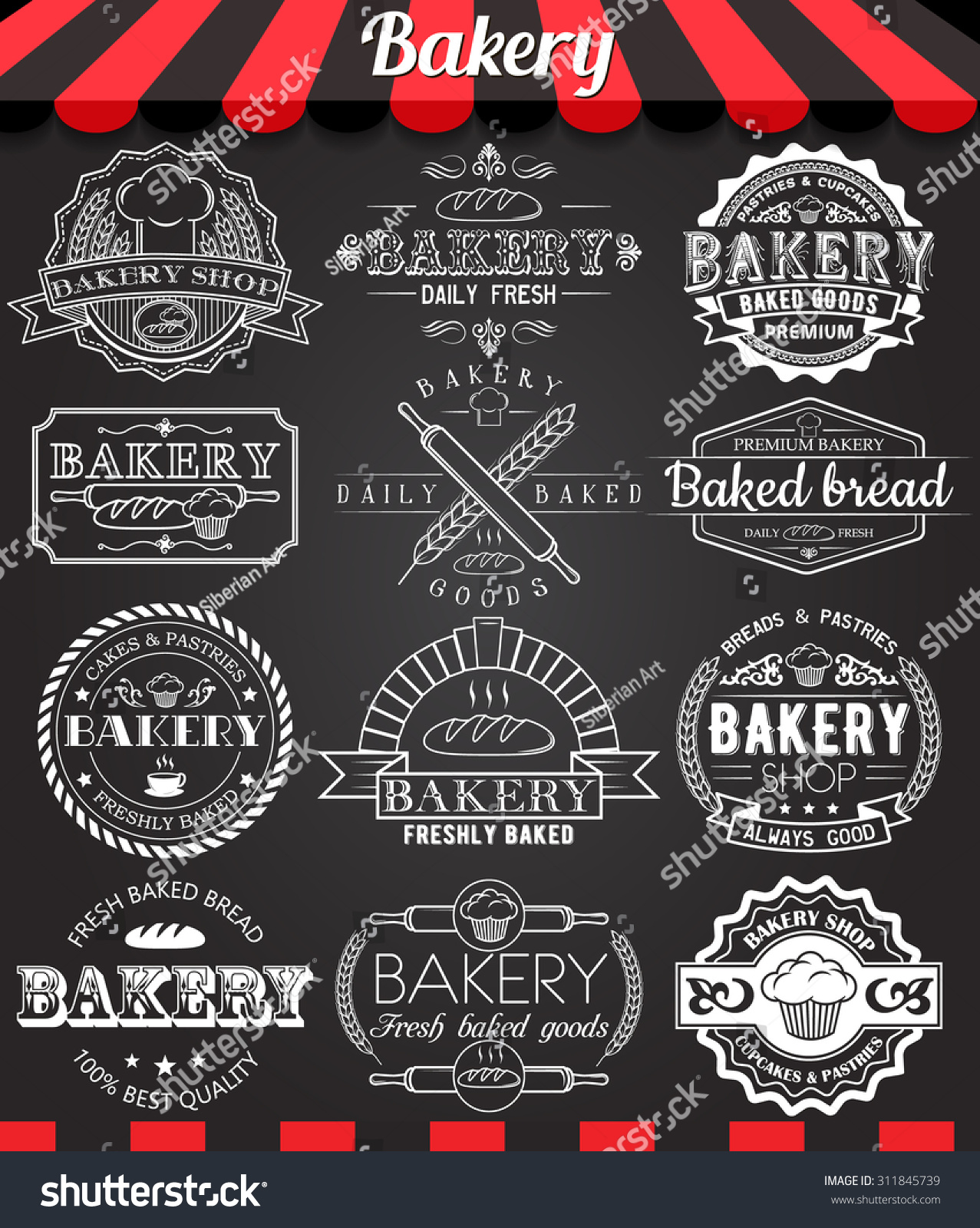 Set Vintage Retro Bakery Logo Badges Stock Vector (Royalty Free ...