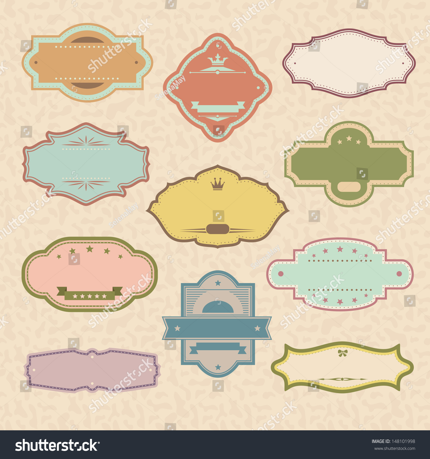 Set Of Vintage Retro Frames Vector Illustration - 148101998 : Shutterstock