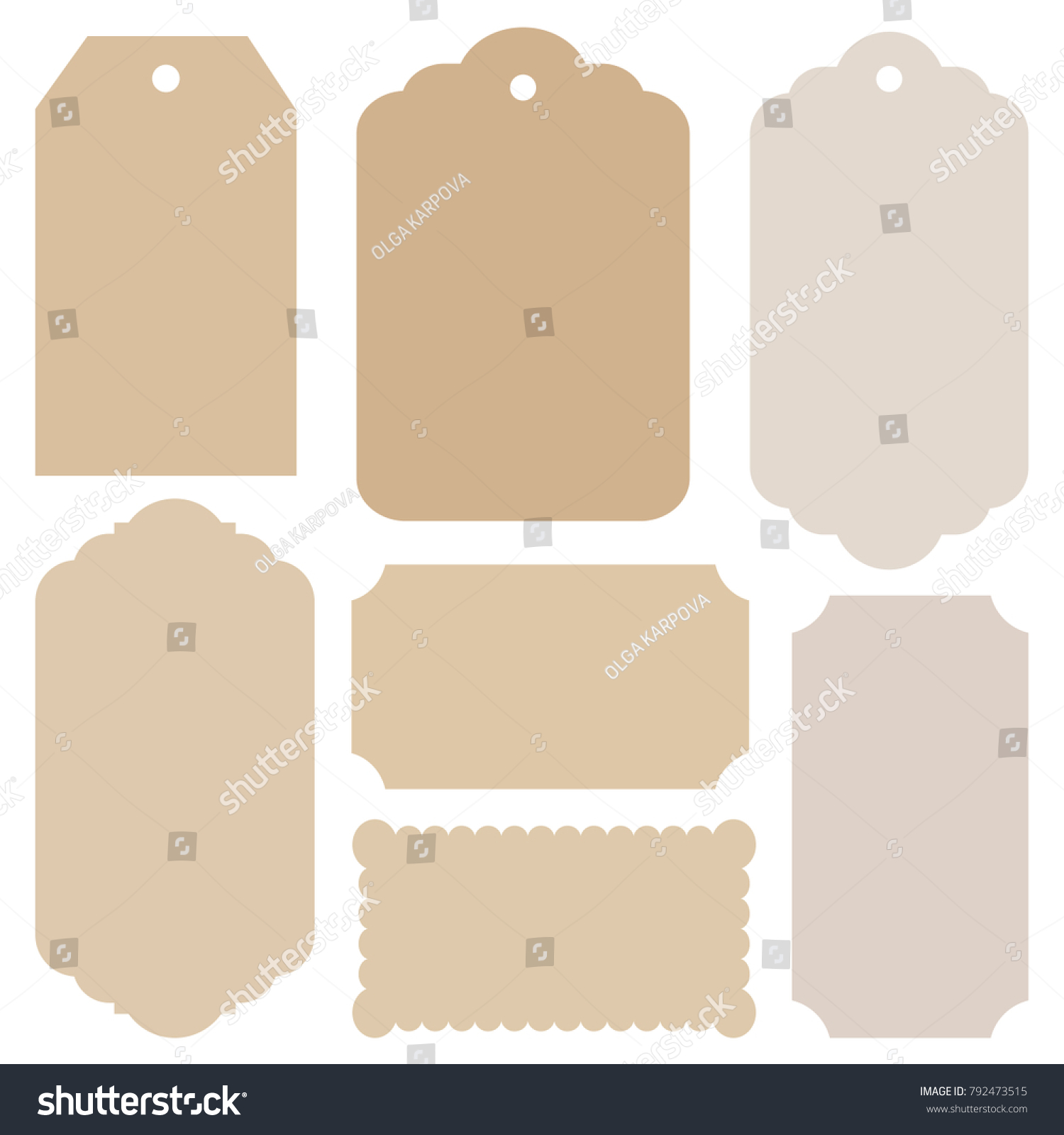 Set Vintage Tags Craft Paper Color Stock Vector (Royalty Free For Craft Label Templates
