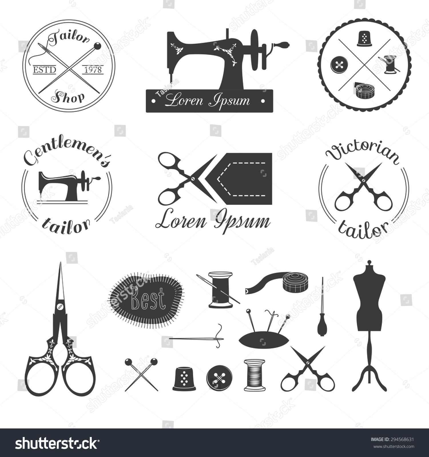 Set Vintage Tailor Logo Emblem Labels Stock Vector 294568631 - Shutterstock