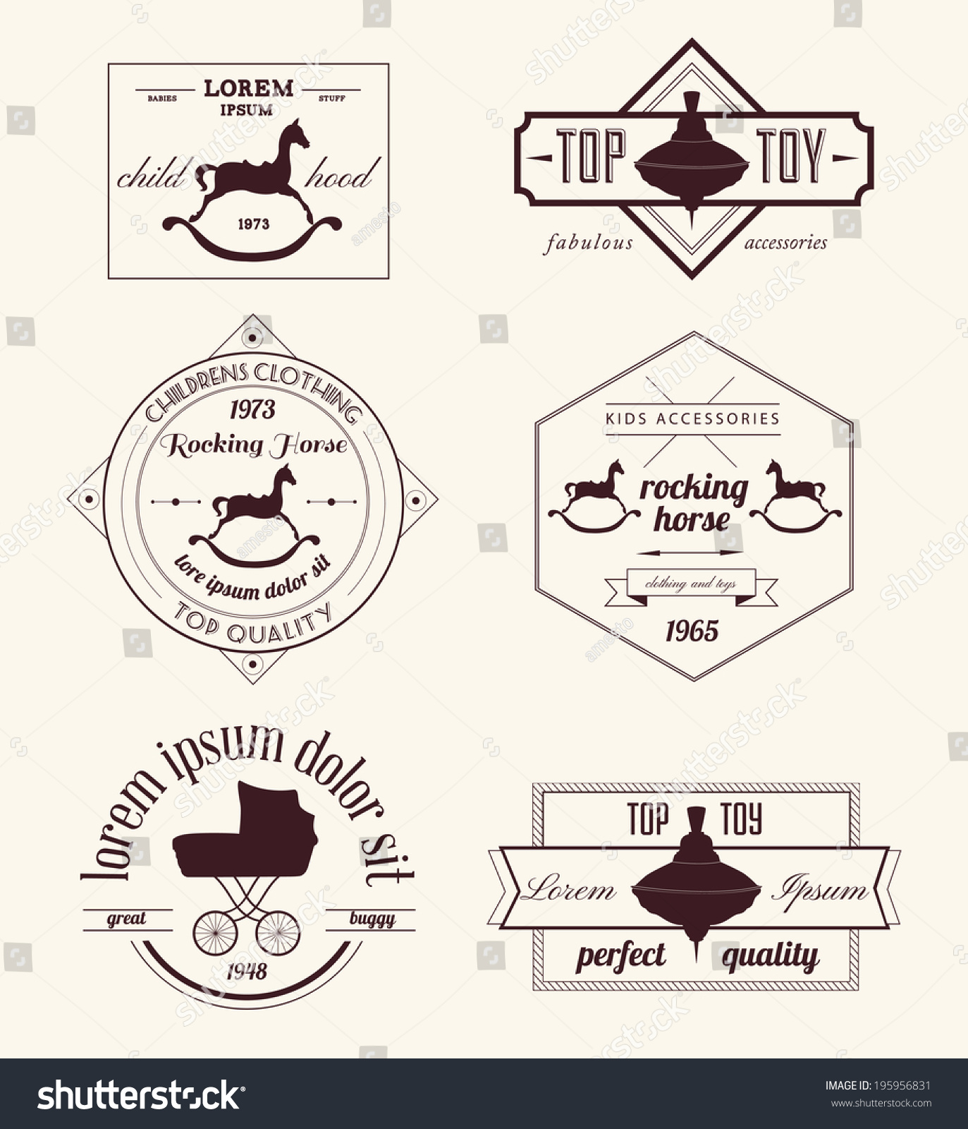 Set Of Vintage Toy Labels, Badges And Insignia Stock Vector 195956831 ...