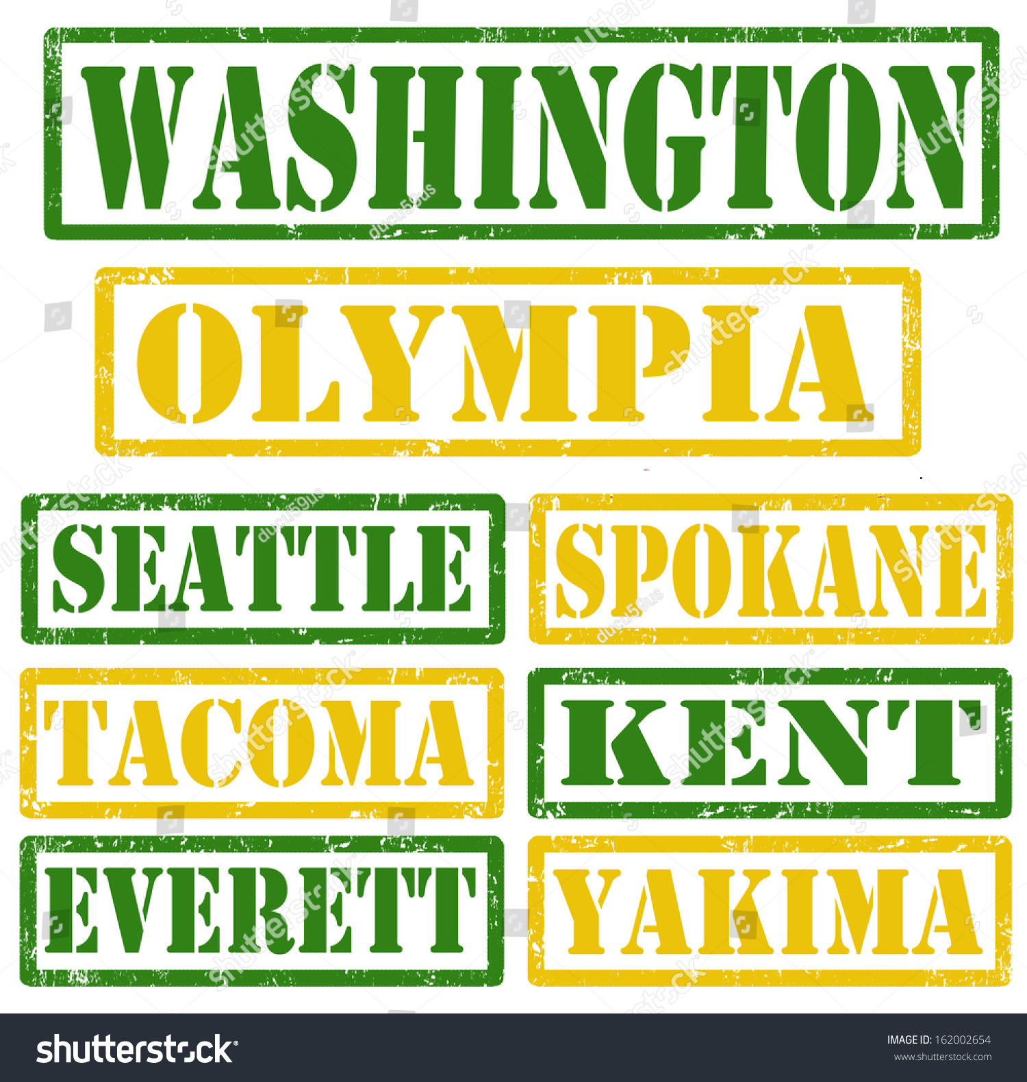 SVG of Set of Washington cities stamps on white background, vector illustration svg