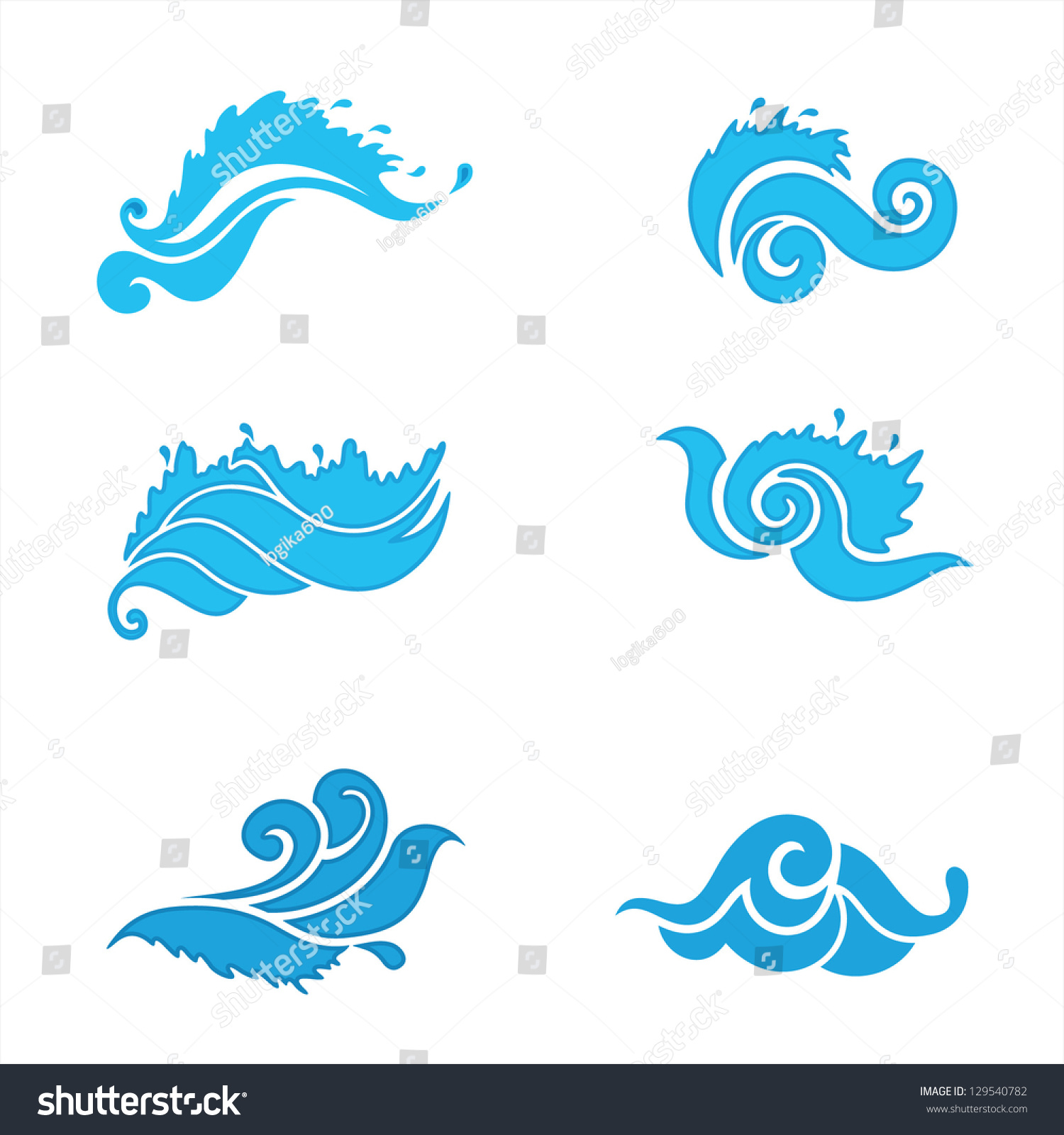 Set Of Wave Symbols For Design Isolated On White. Stock Vector ...