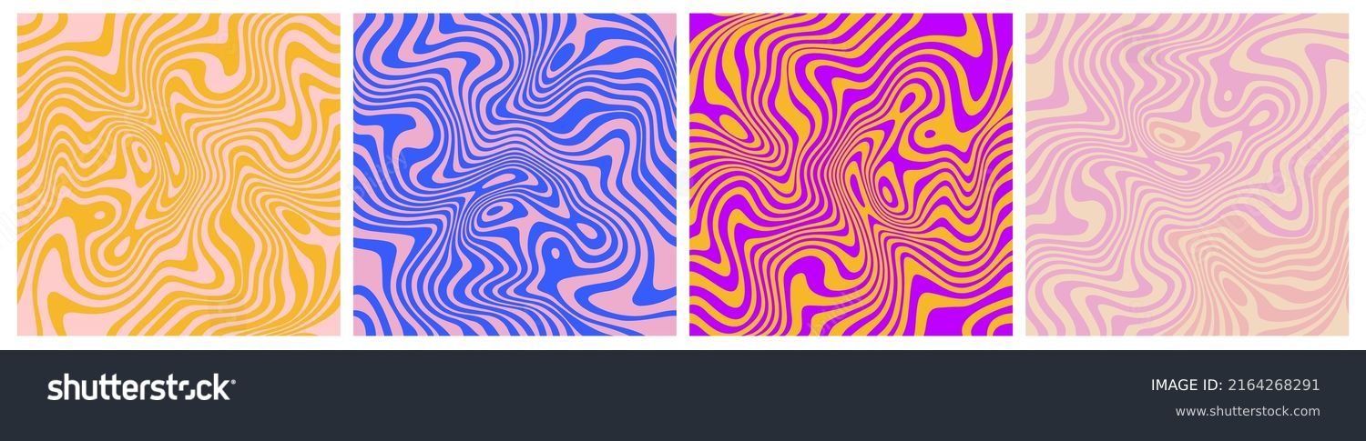 Set Wavy Seamless Trippy Patterns Psychedelic Stock Vector (Royalty ...