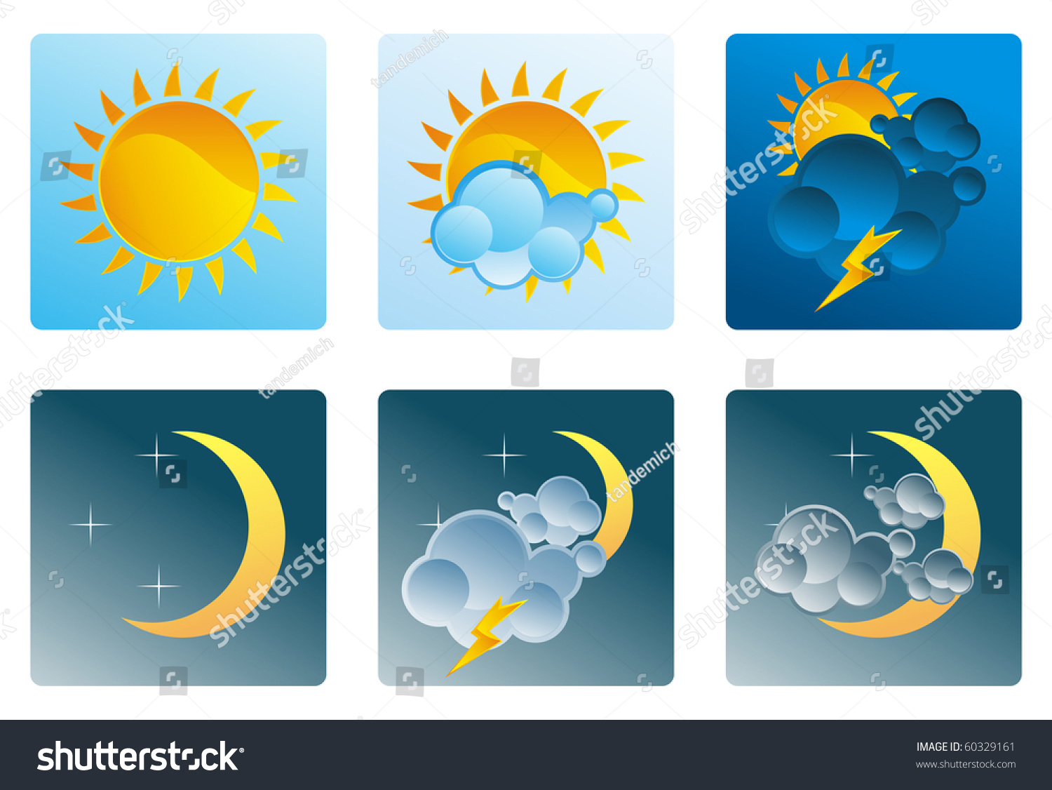 Set Weather Forecast Icons Day Night Stock Vector 60329161 - Shutterstock