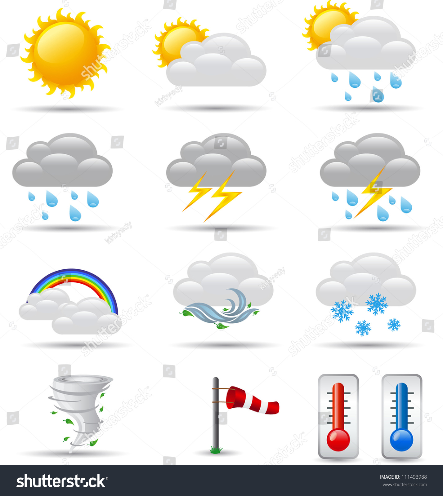 Set Of Weather Icons Stock Vector Illustration 111493988 : Shutterstock