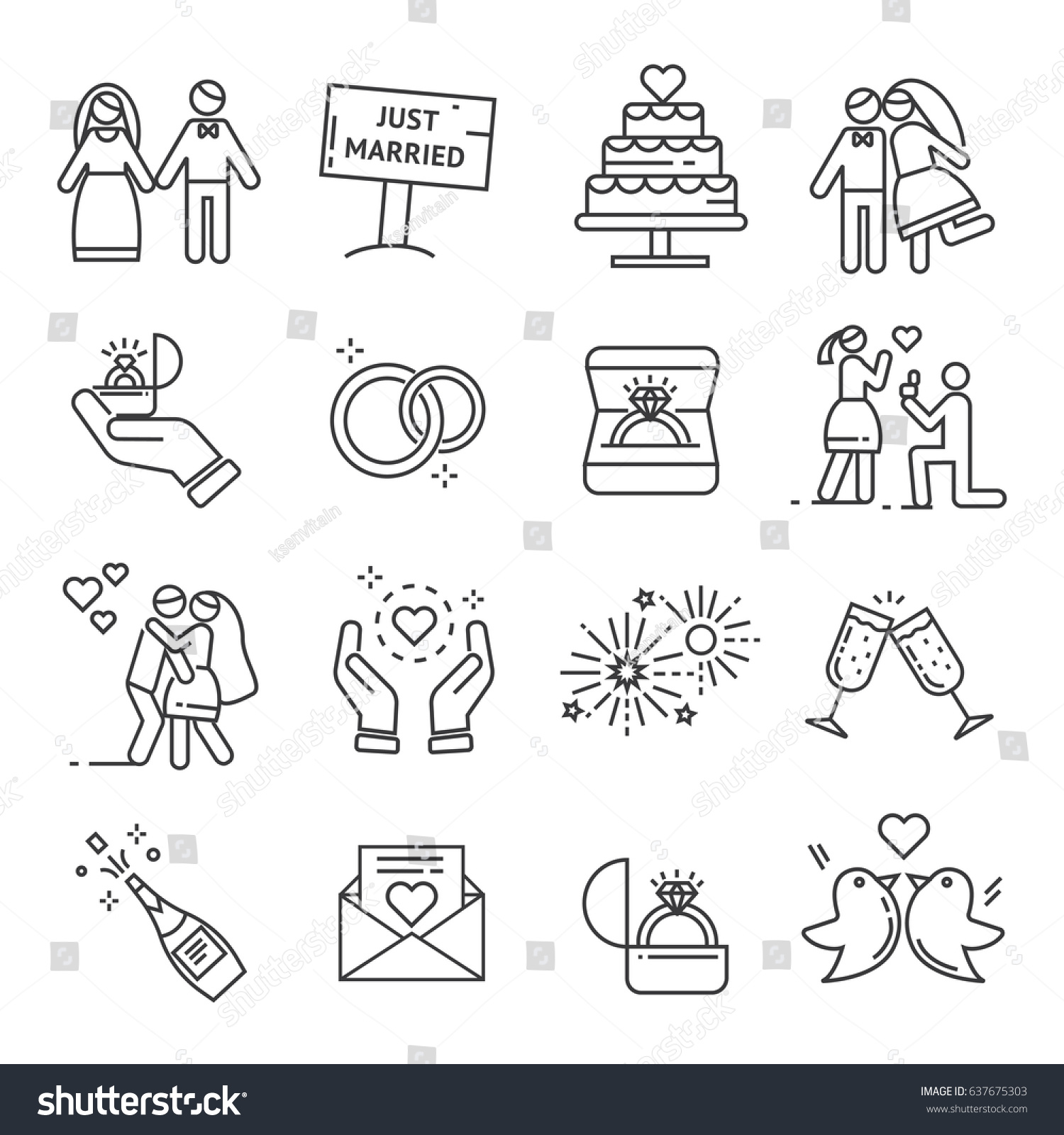 line wedding vector Vector Vector Wedding Icons Line Set Stock Related