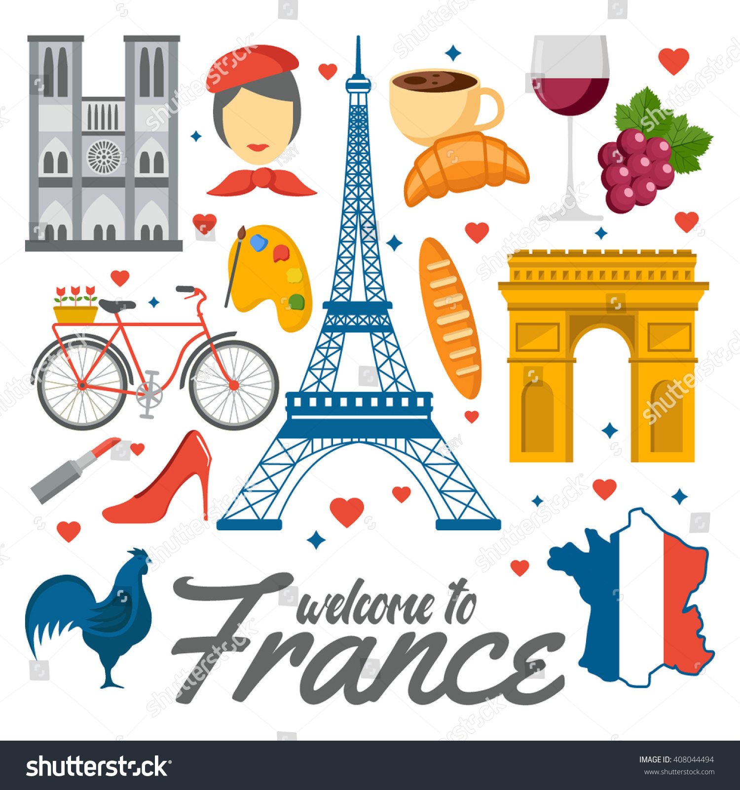 Set Welcome France Stock Vector 408044494 - Shutterstock