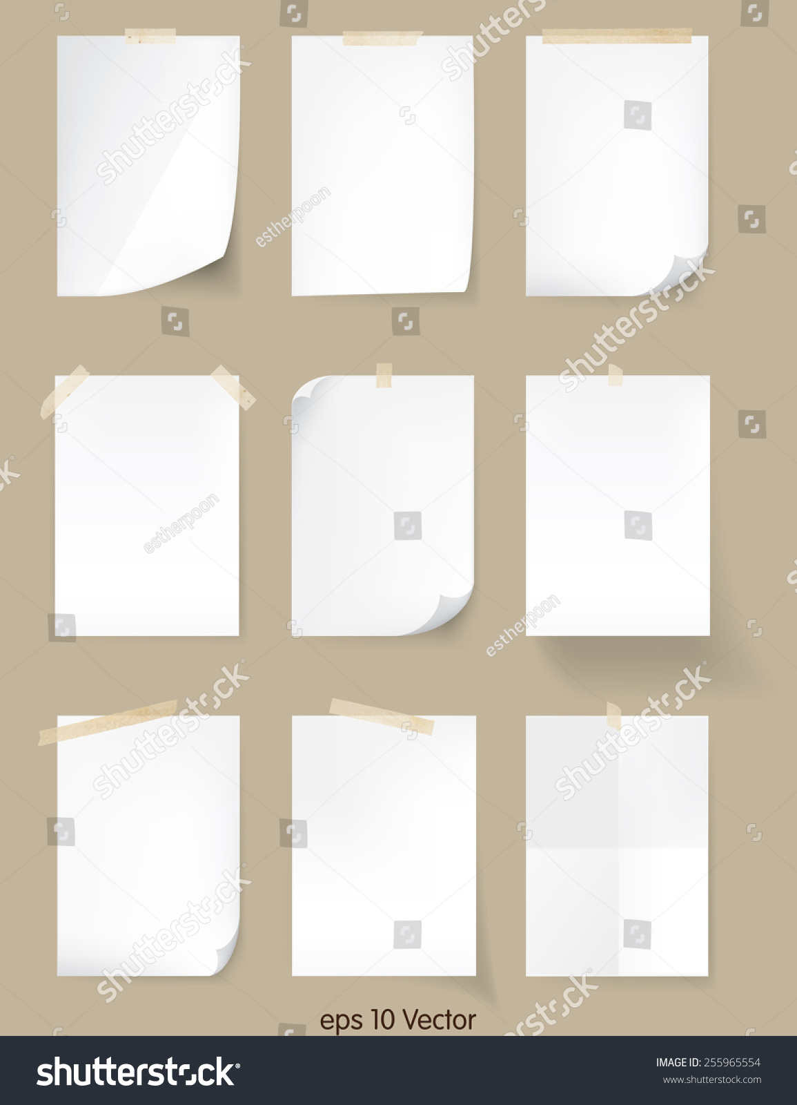 set white a4 size paper sheet stock vector 255965554