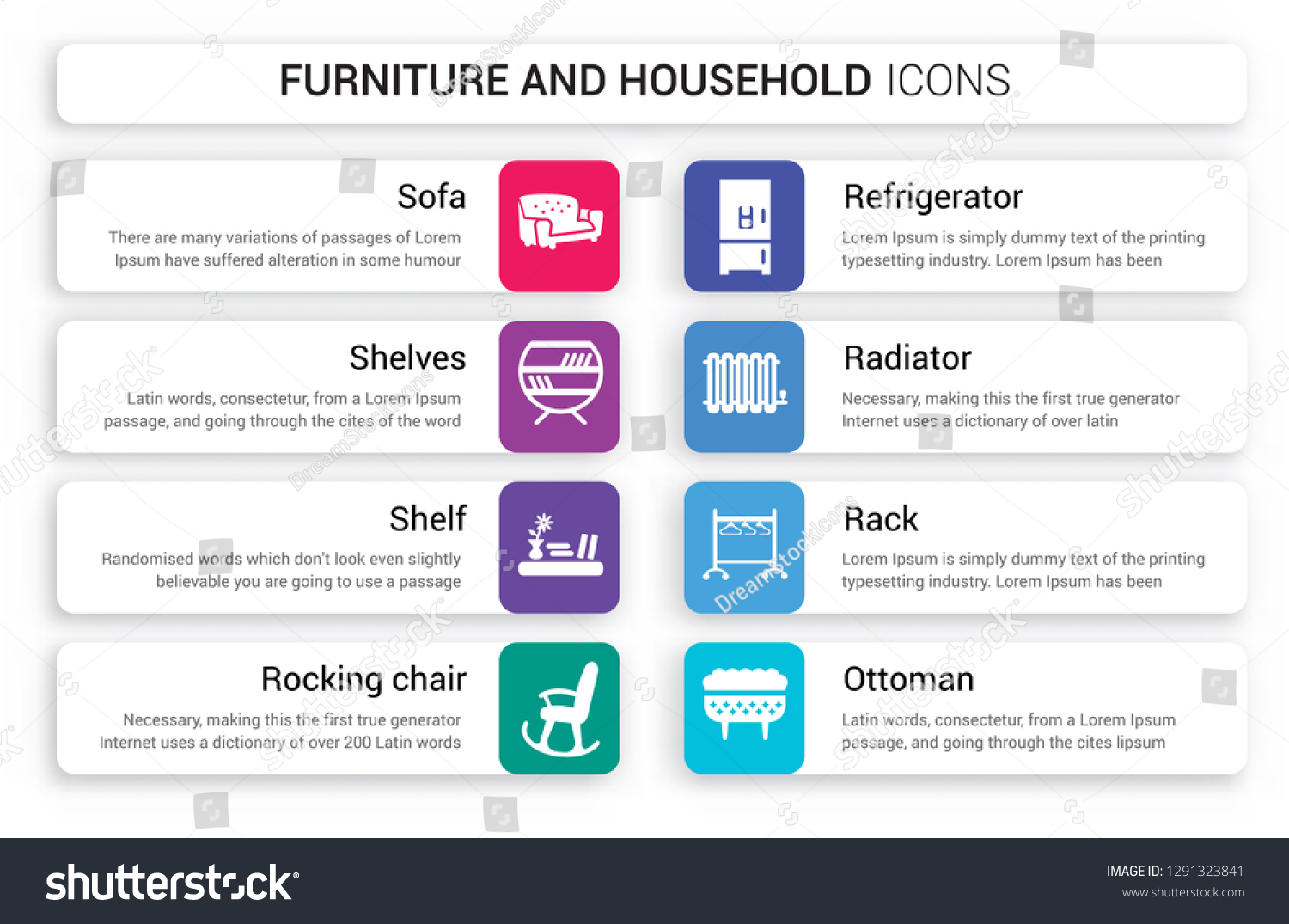 Set 8 White Furniture Household Icons Stock Vector Royalty Free