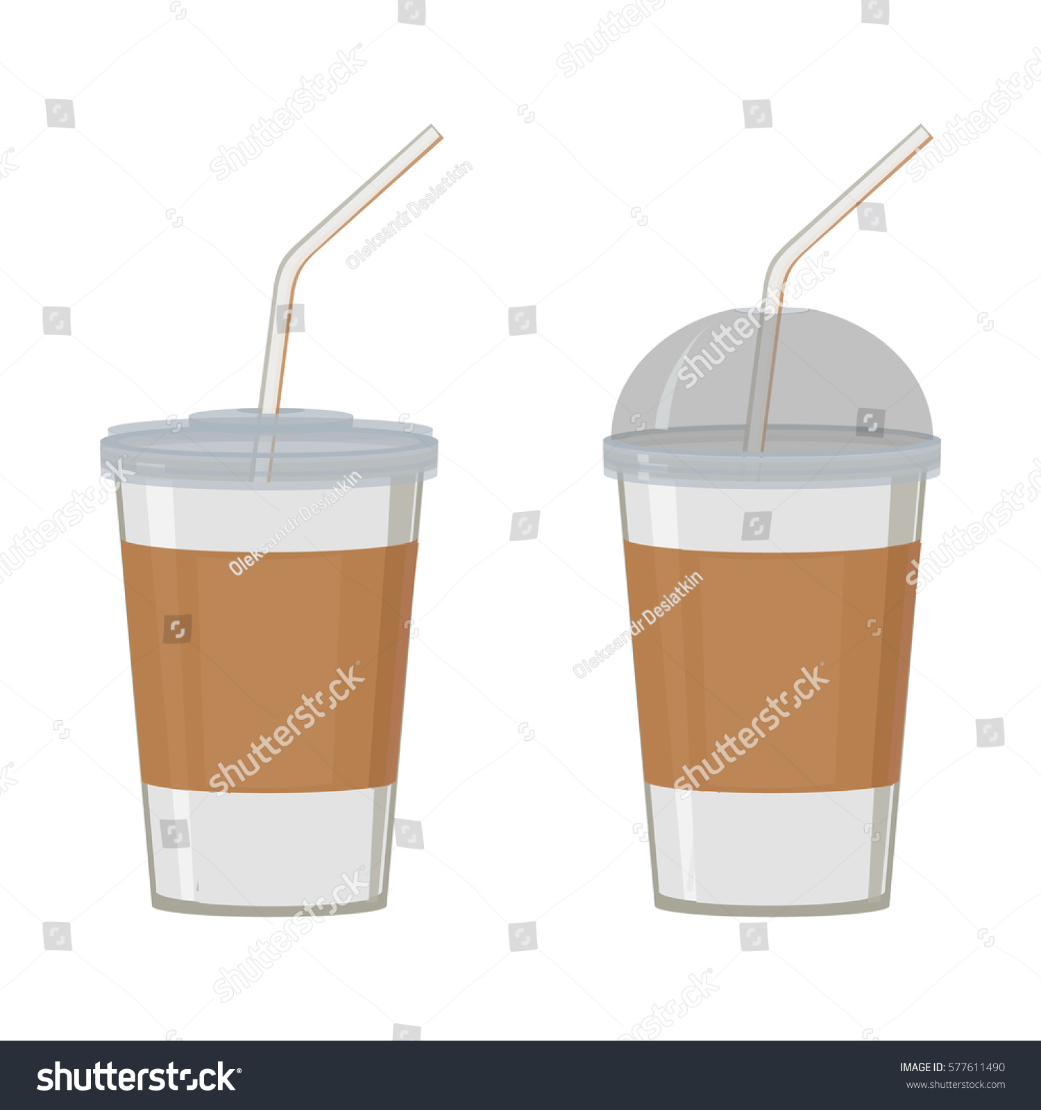 white plastic cups with lids and straws