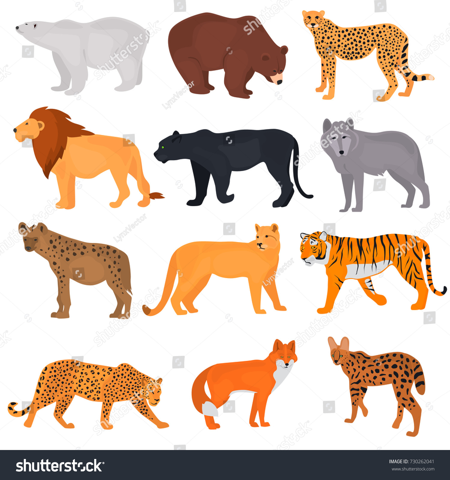 Set Wild Predators Color Flat Icons Stock Vector (Royalty Free ...