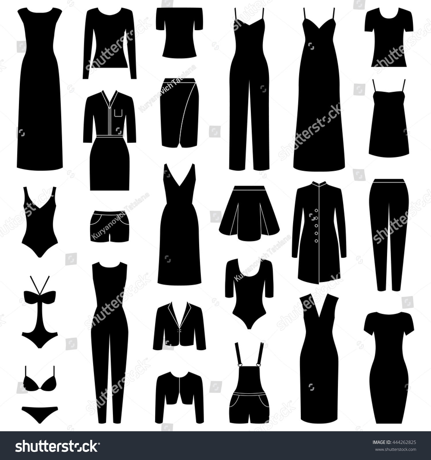 Set Woman Clothes Icons Vector Illustration Stock Vector (Royalty Free ...