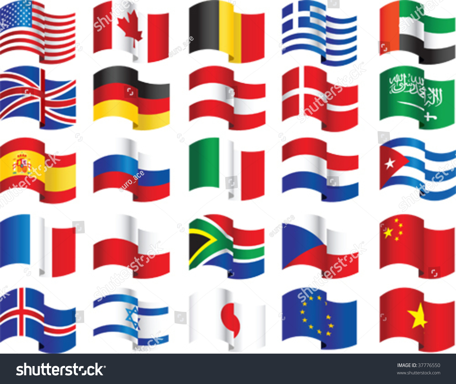 Set World Flags All Elements Textures Stock Vector 37776550 - Shutterstock