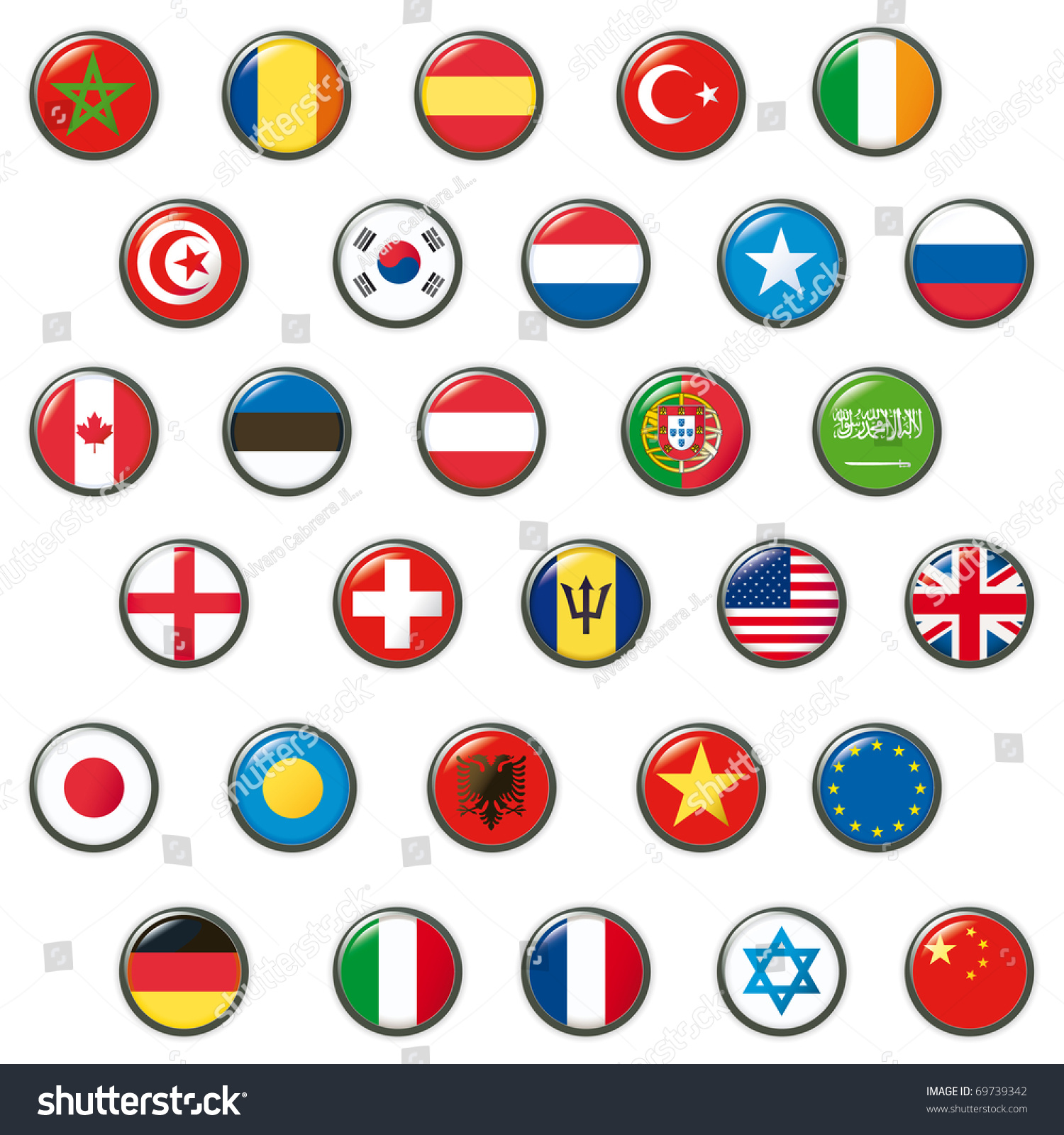 Set World Flags Vector Button Stock Vector 69739342 - Shutterstock