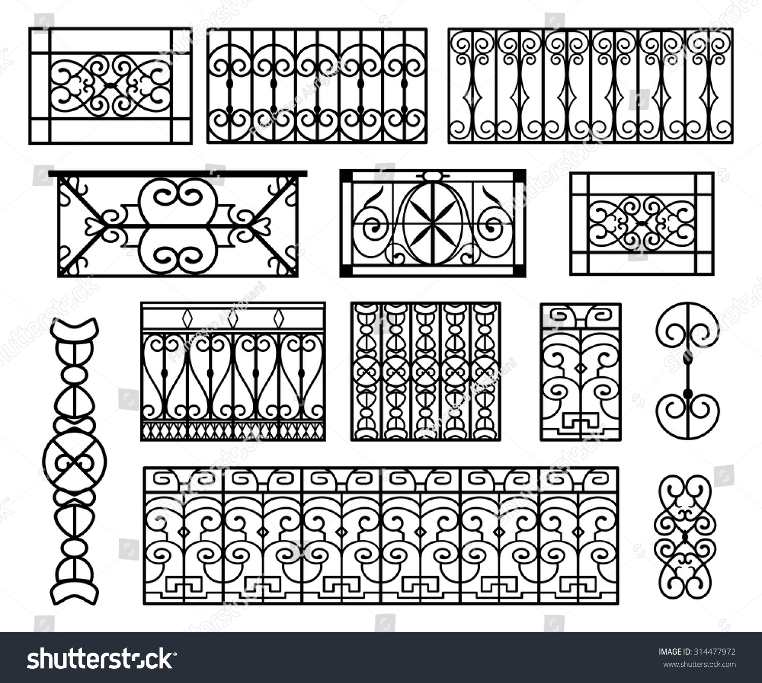 Set Wrought Iron Modules Suitable Create Stock Vector (Royalty Free ...