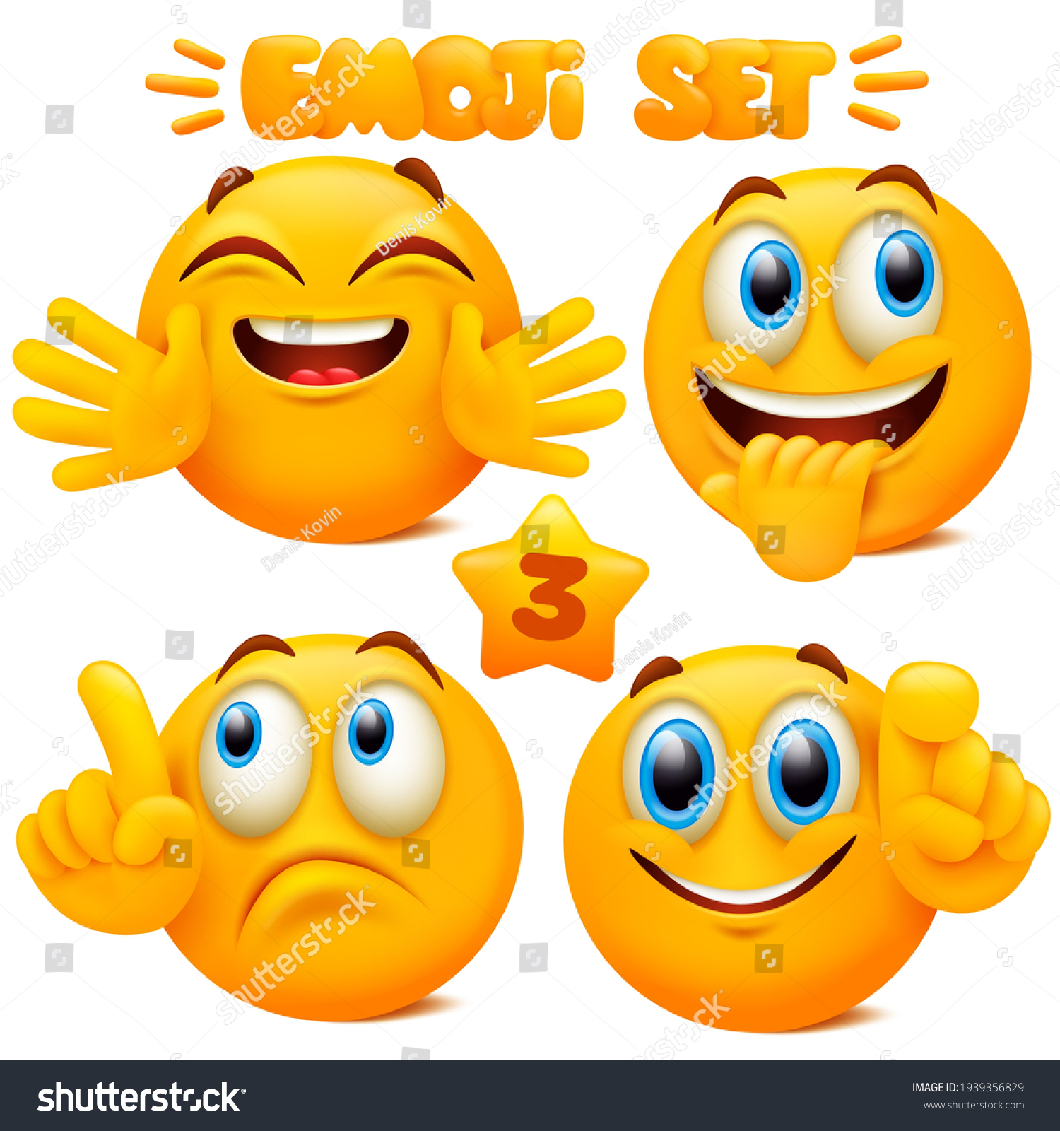 Vektor Stok Set Yellow Emoji Icons Emoticon Cartoon Tanpa Royalti 1939356829 Shutterstock 4012