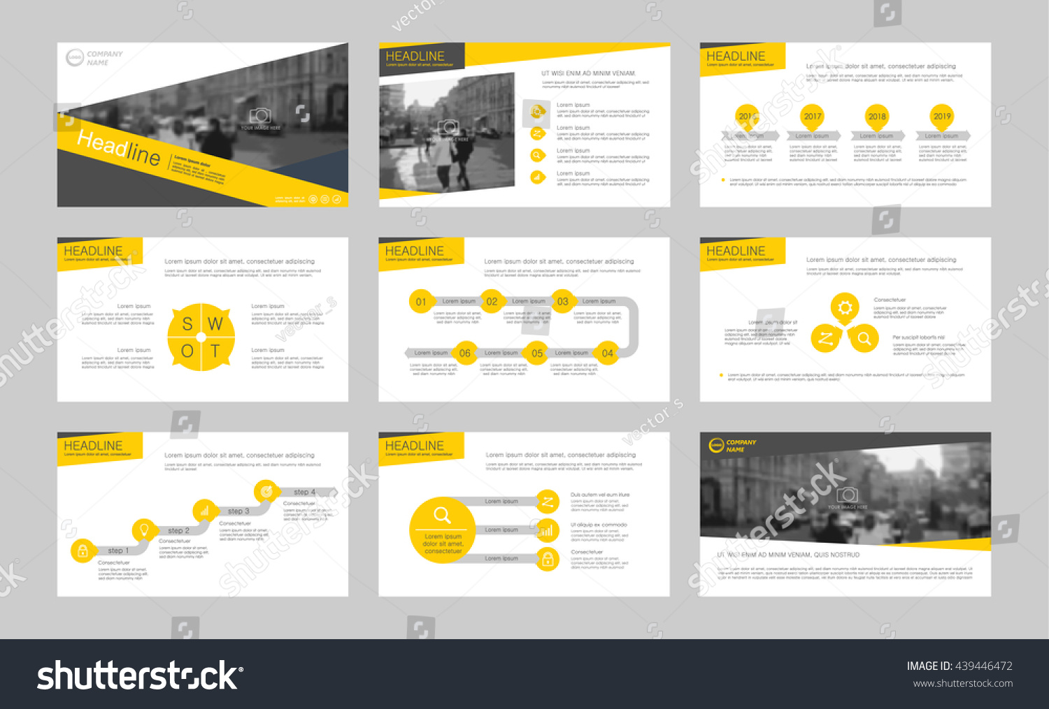 flyer circle vector Infographic Yellow Set Templates Presentation Elements