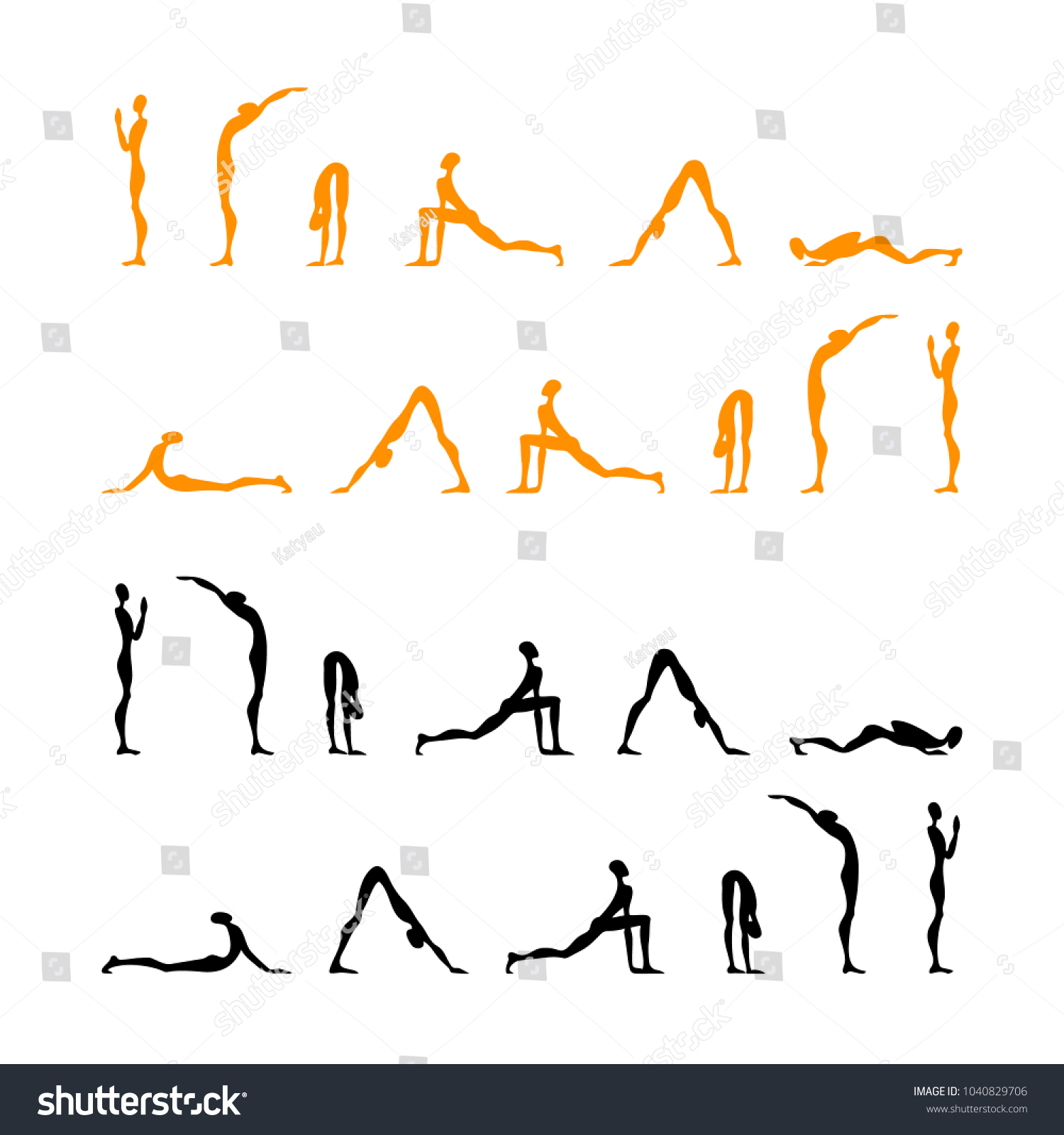 Set Yoga Poses Vector Silhouettes Stock Vector (Royalty Free ...