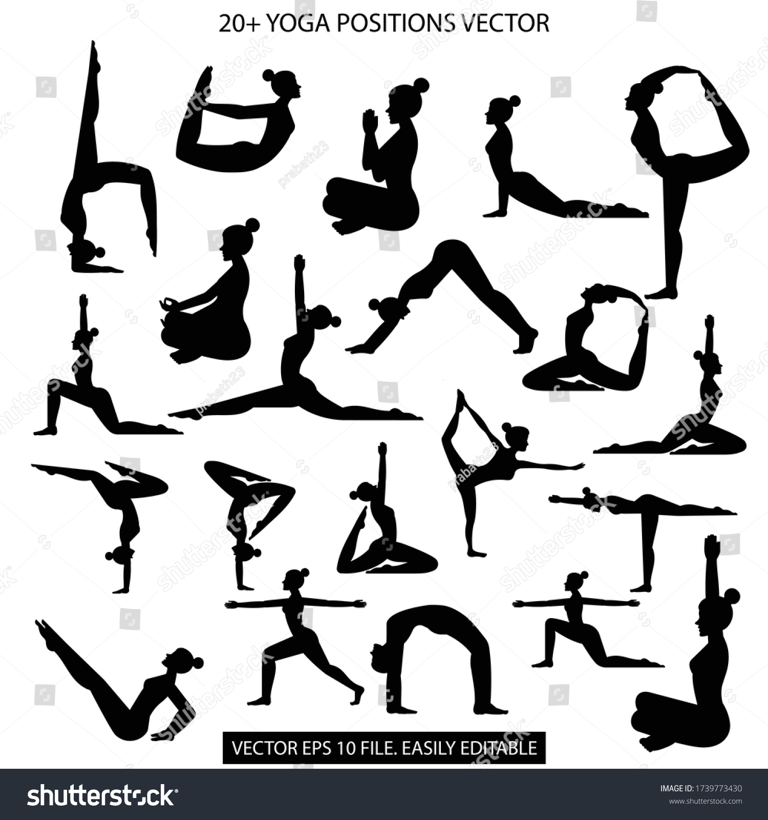 Set Yoga Positions Flat Isolated Vector Stock Vector (Royalty Free ...